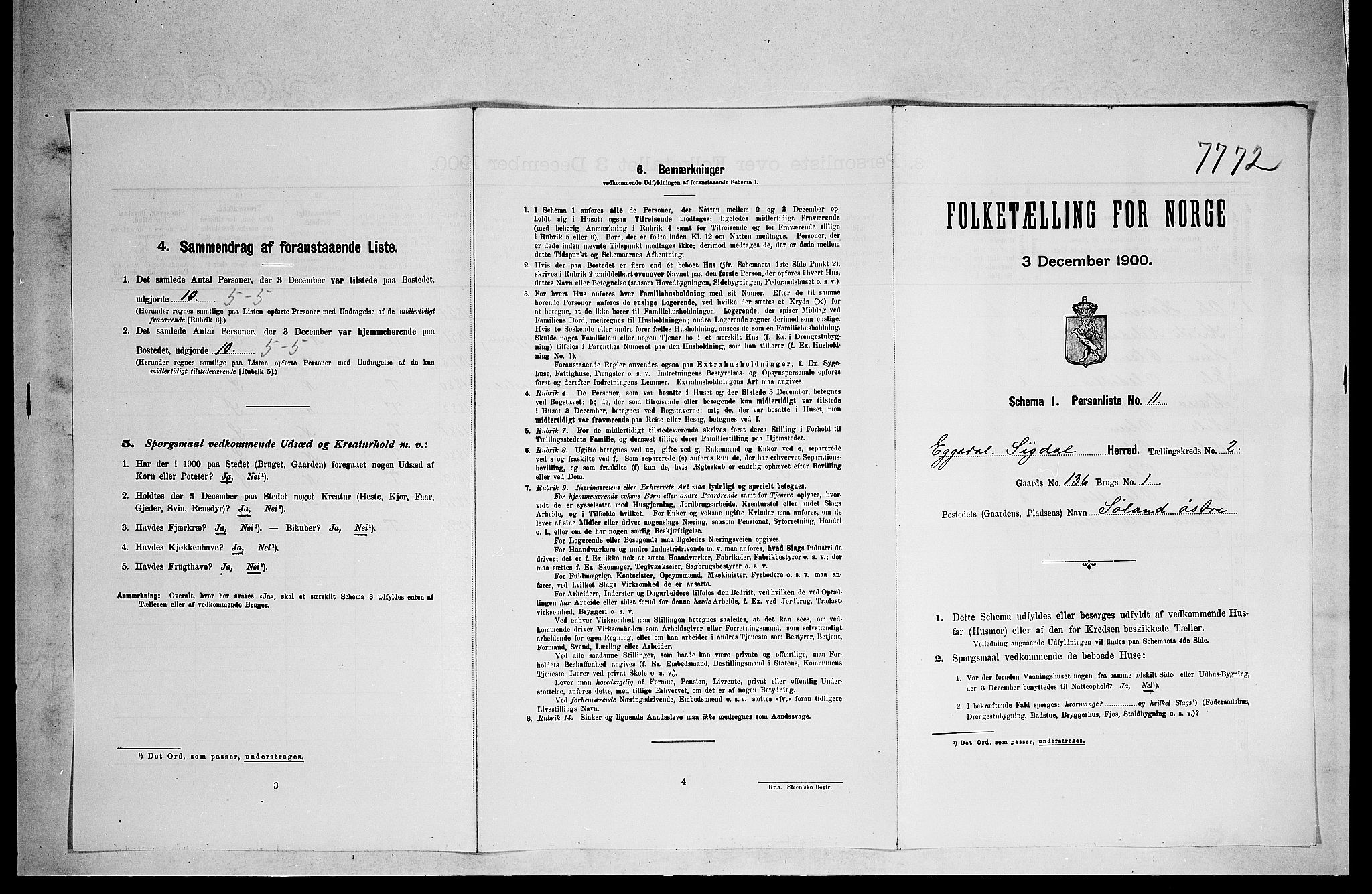 RA, 1900 census for Sigdal, 1900, p. 1893