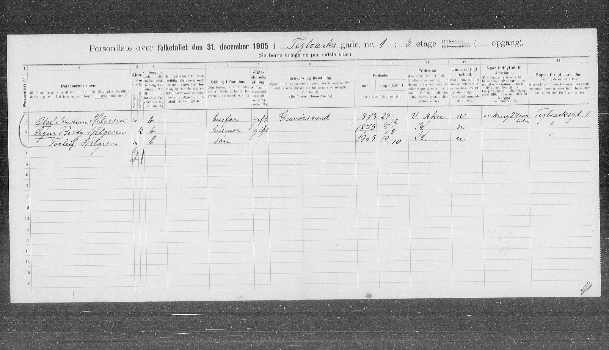 OBA, Municipal Census 1905 for Kristiania, 1905, p. 56038