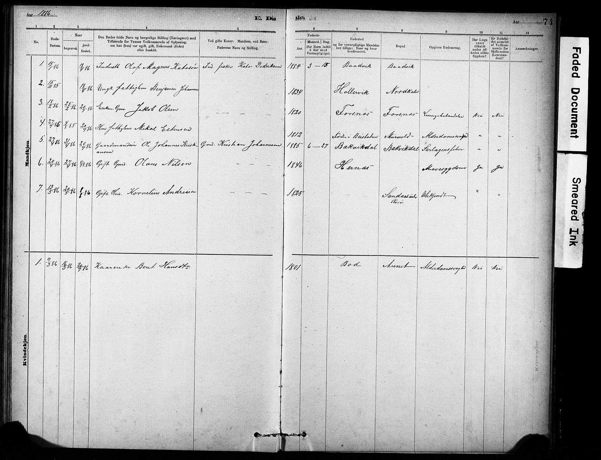 Ministerialprotokoller, klokkerbøker og fødselsregistre - Sør-Trøndelag, SAT/A-1456/635/L0551: Parish register (official) no. 635A01, 1882-1899, p. 74