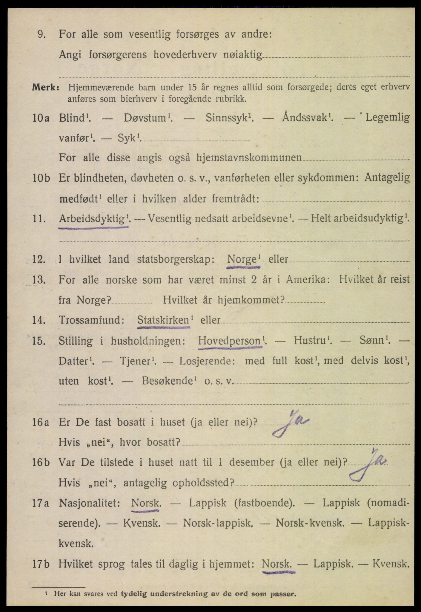 SAT, 1920 census for Fauske, 1920, p. 15695