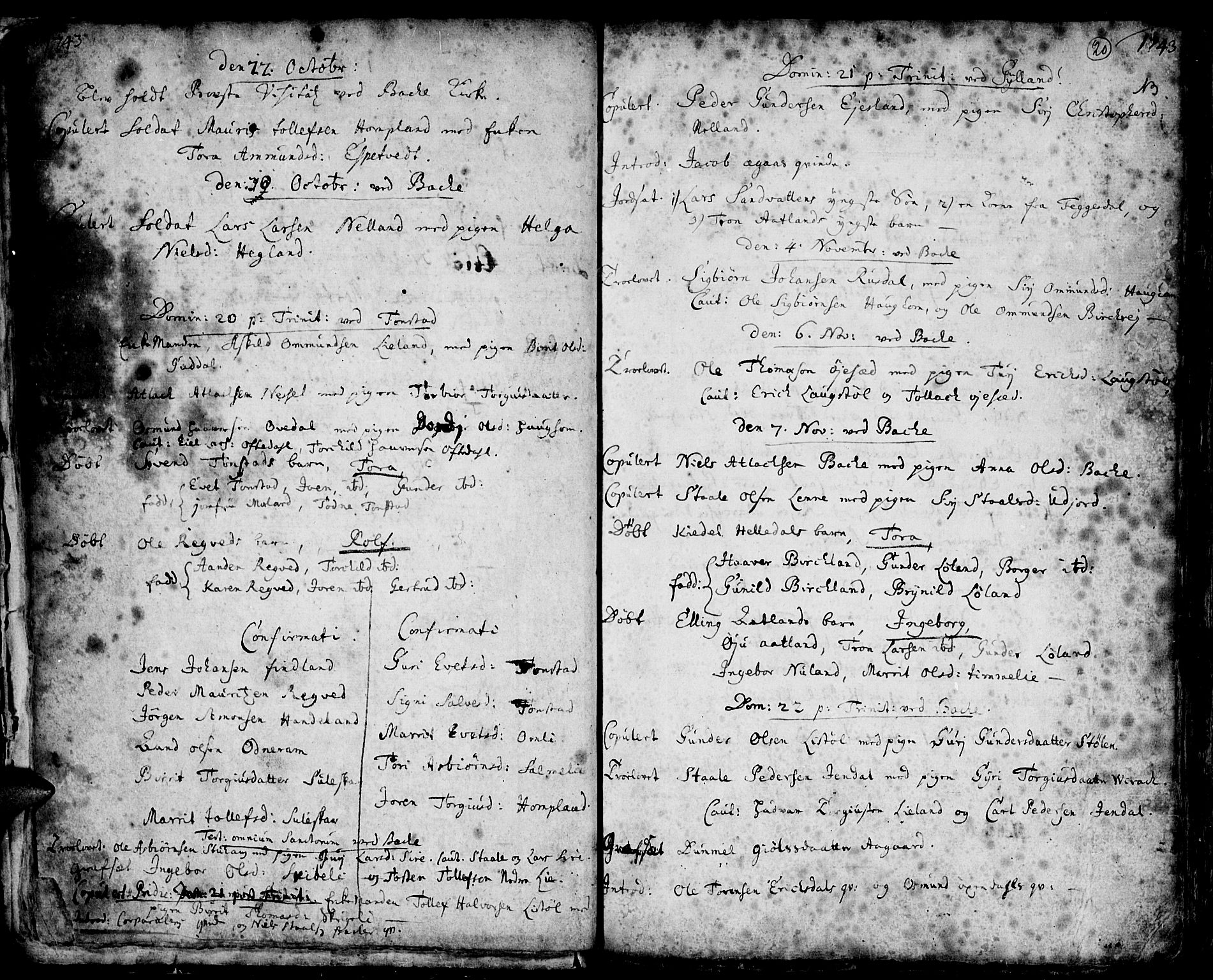 Bakke sokneprestkontor, AV/SAK-1111-0002/F/Fa/Faa/L0001: Parish register (official) no. A 1, 1741-1780, p. 20
