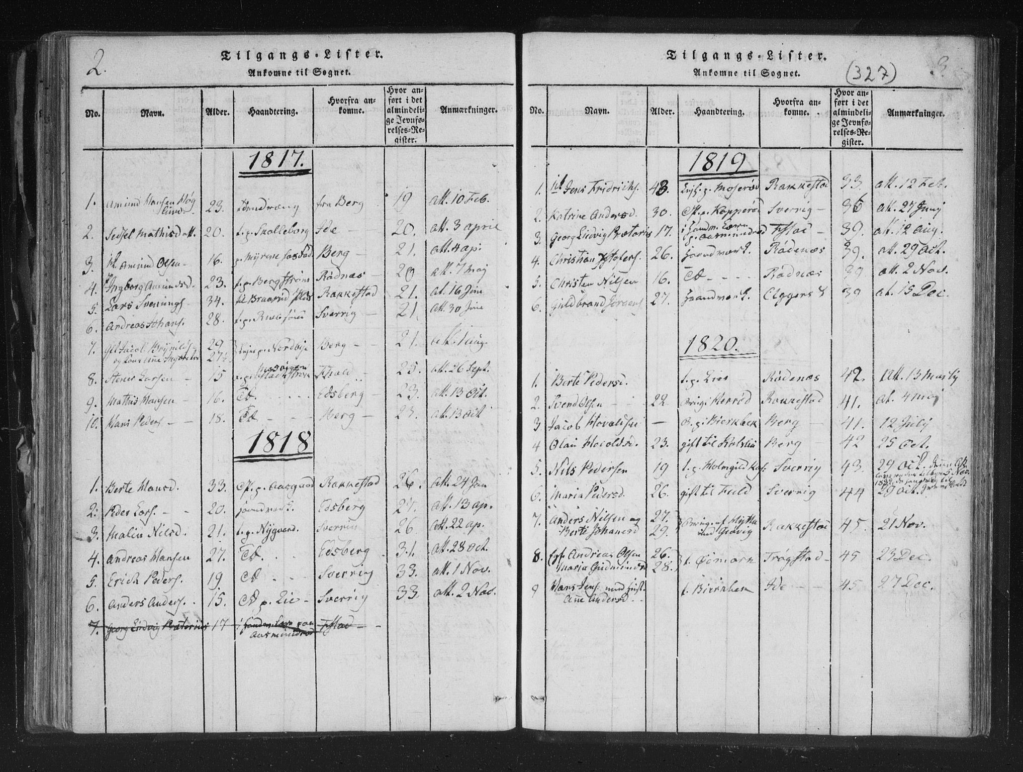 Aremark prestekontor Kirkebøker, SAO/A-10899/F/Fc/L0001: Parish register (official) no. III 1, 1814-1834, p. 2-3