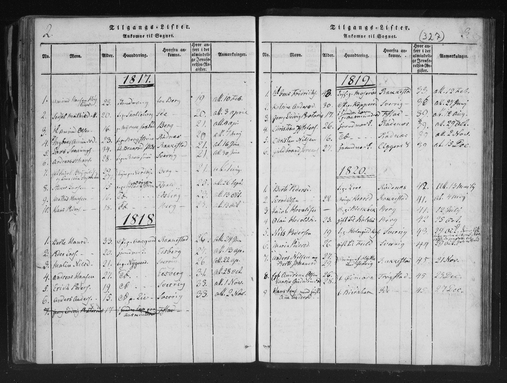 Aremark prestekontor Kirkebøker, AV/SAO-A-10899/F/Fc/L0001: Parish register (official) no. III 1, 1814-1834, p. 2-3