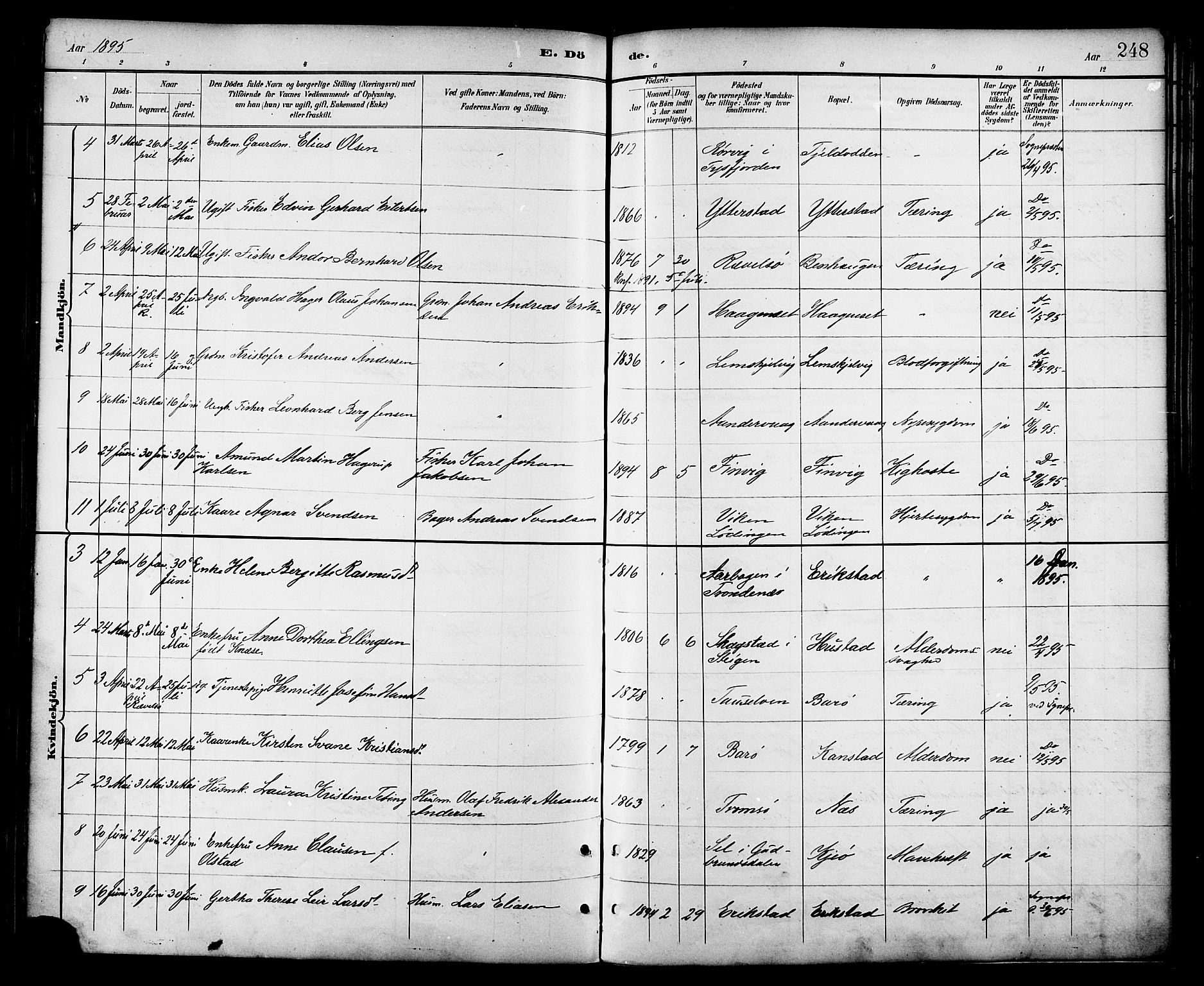 Ministerialprotokoller, klokkerbøker og fødselsregistre - Nordland, AV/SAT-A-1459/872/L1035: Parish register (official) no. 872A10, 1884-1896, p. 248