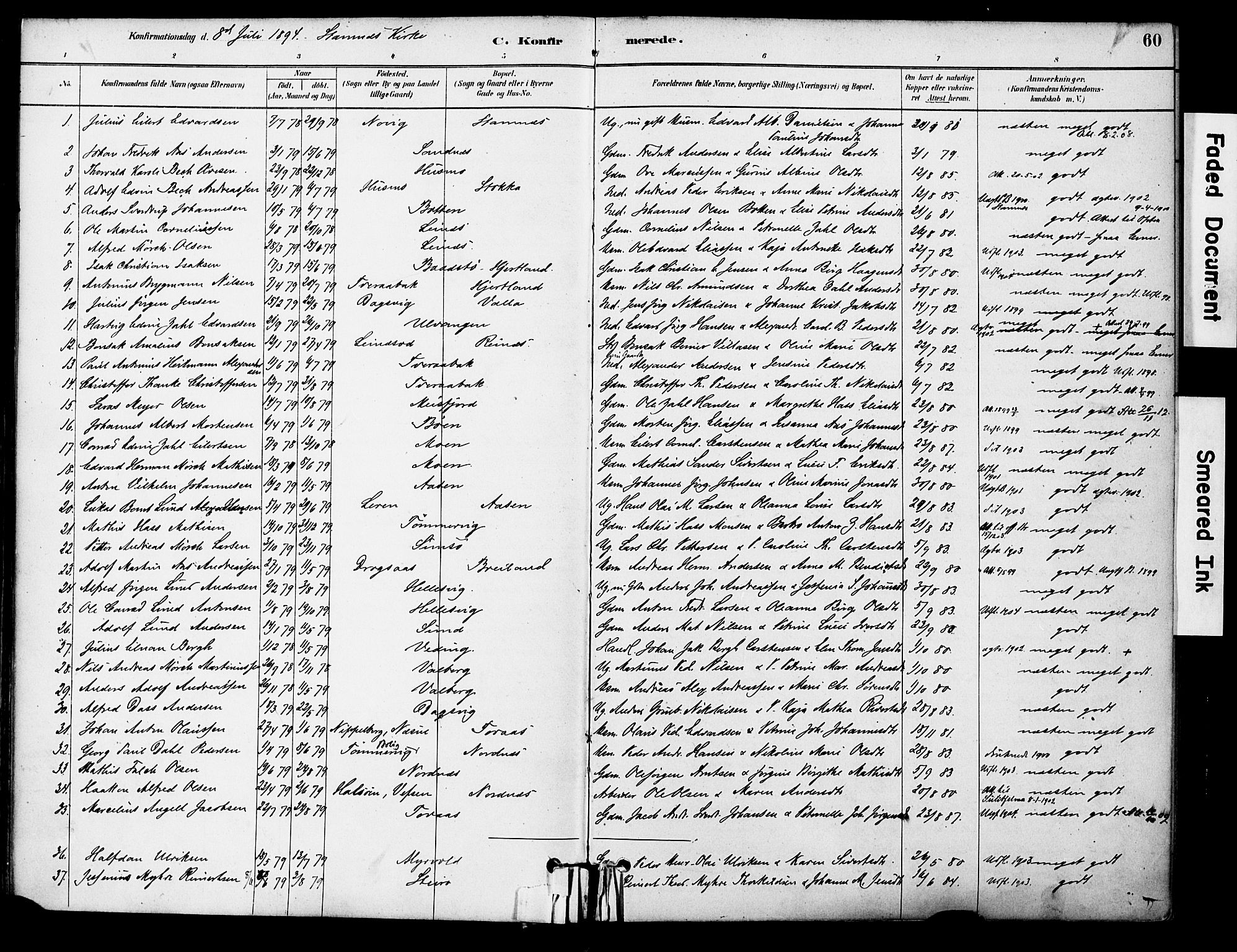 Ministerialprotokoller, klokkerbøker og fødselsregistre - Nordland, AV/SAT-A-1459/830/L0450: Parish register (official) no. 830A14, 1879-1896, p. 60
