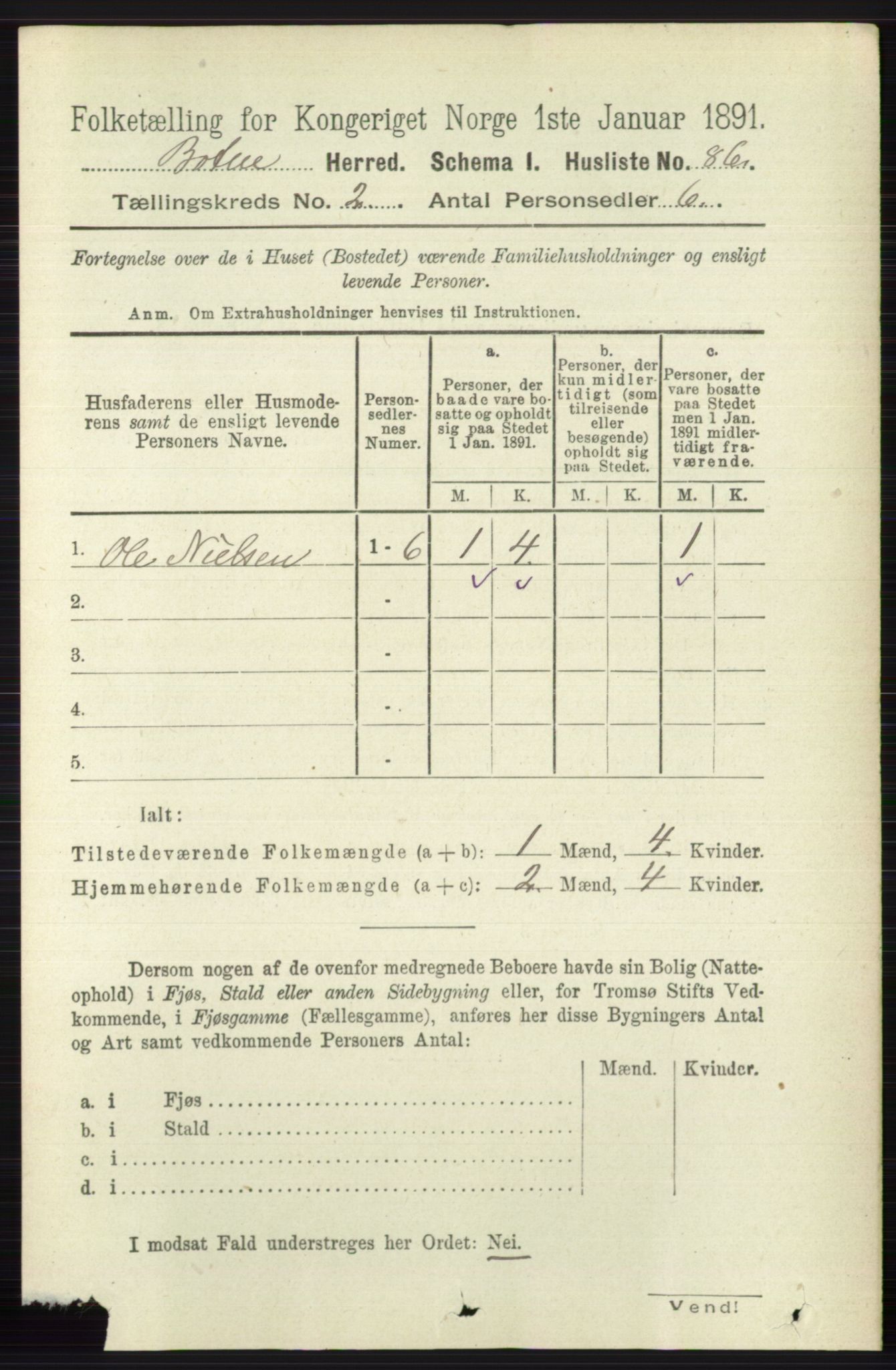 RA, 1891 census for 0715 Botne, 1891, p. 669