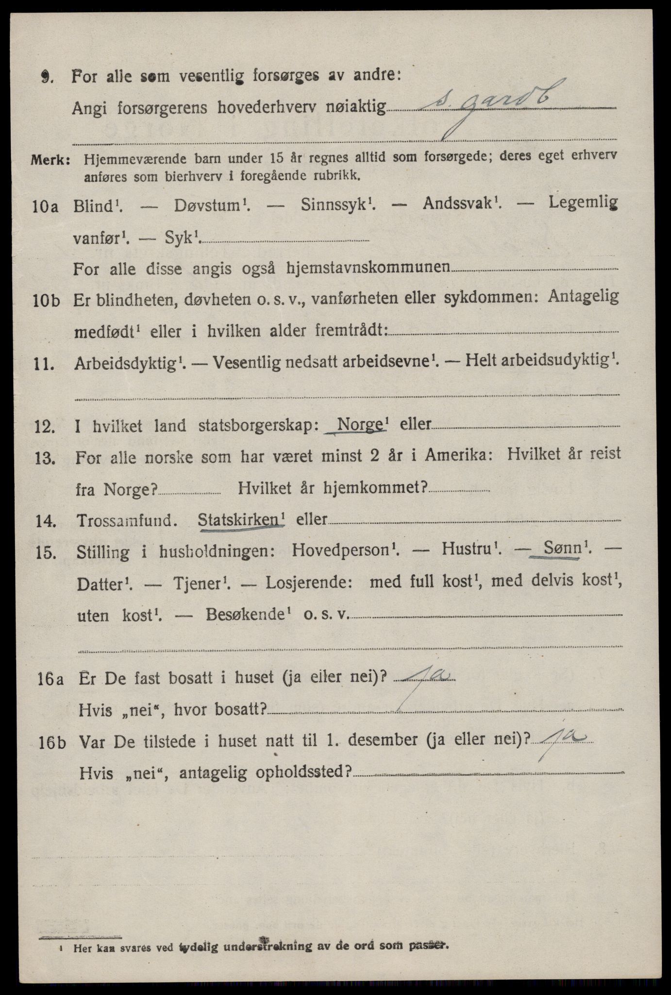 SAST, 1920 census for Sokndal, 1920, p. 5716