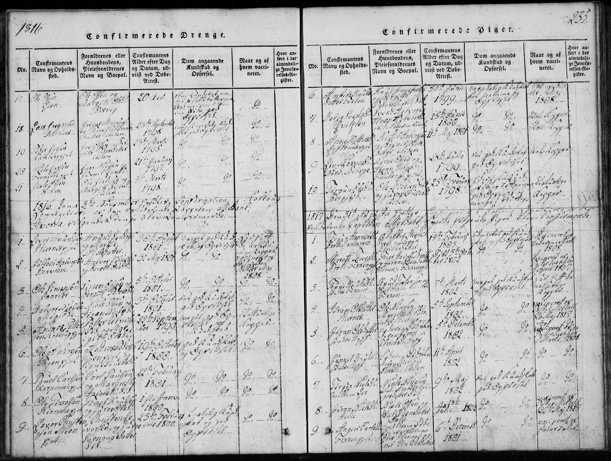 Rollag kirkebøker, SAKO/A-240/G/Ga/L0001: Parish register (copy) no. I 1, 1814-1831, p. 235