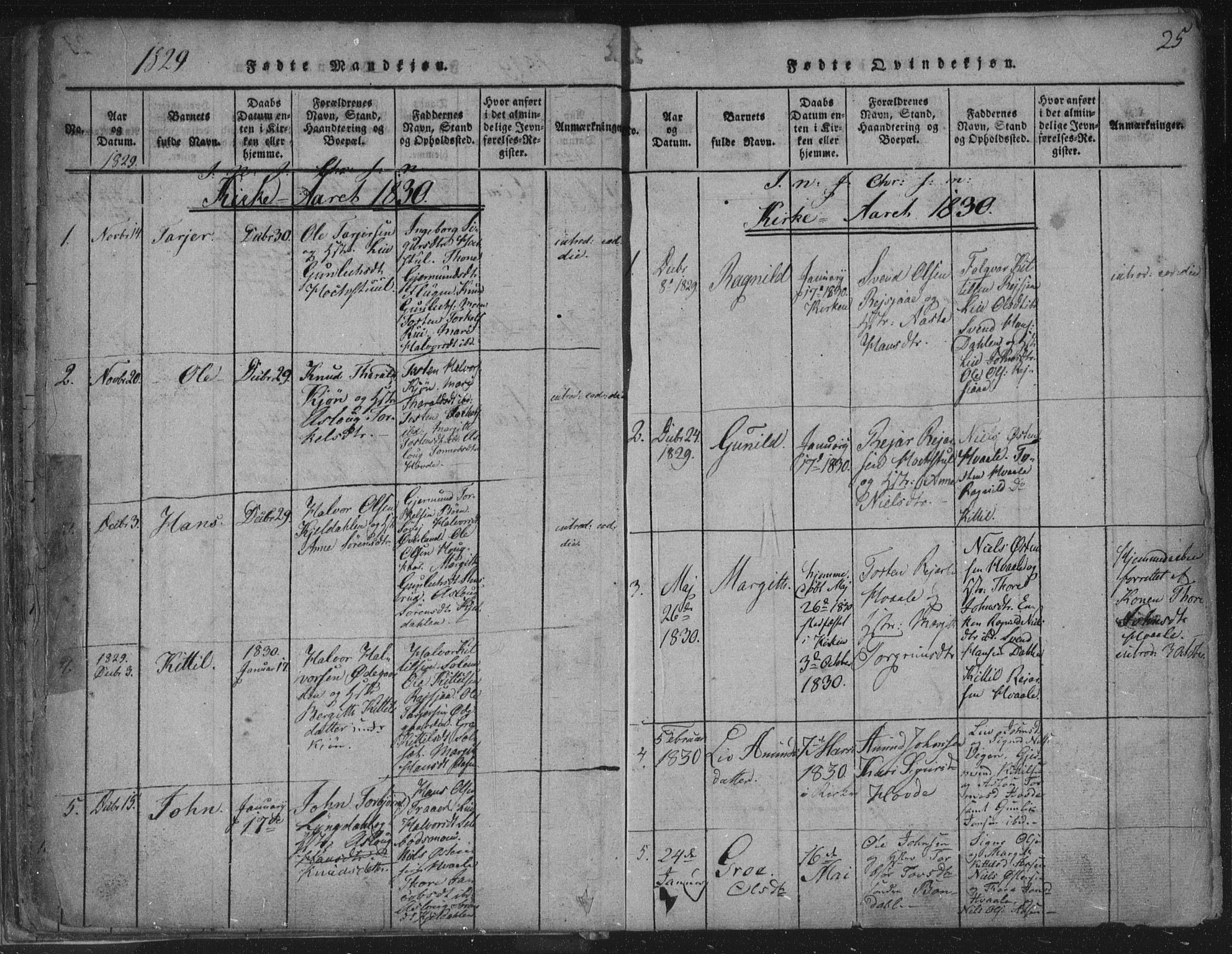 Hjartdal kirkebøker, SAKO/A-270/F/Fc/L0001: Parish register (official) no. III 1, 1815-1843, p. 25