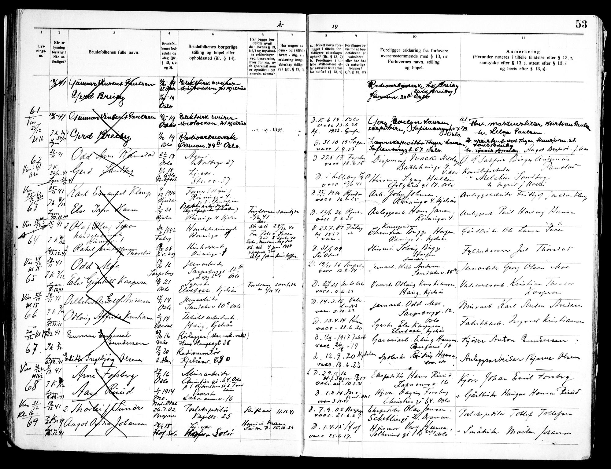 Grefsen prestekontor Kirkebøker, SAO/A-10237a/H/Ha/L0001: Banns register no. 1, 1933-1950, p. 53