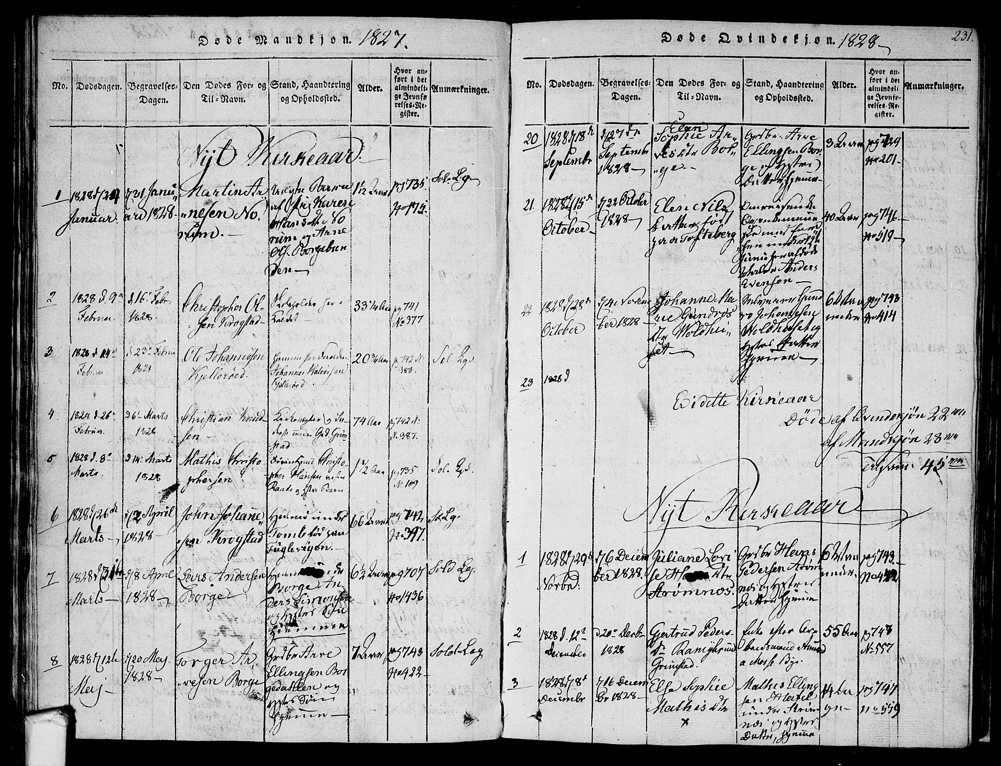 Råde prestekontor kirkebøker, AV/SAO-A-2009/F/Fa/L0004: Parish register (official) no. 4, 1814-1830, p. 230-231