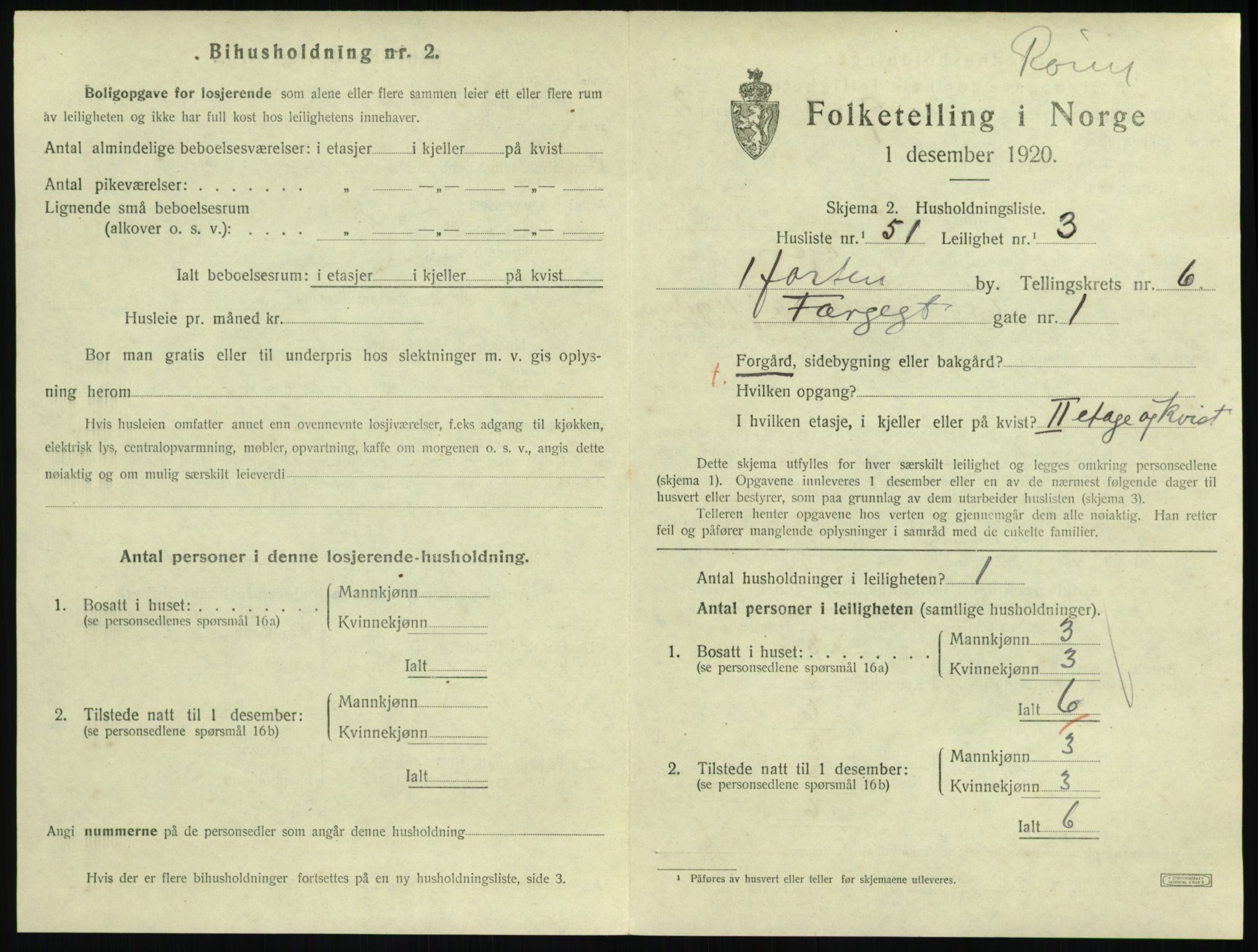 SAKO, 1920 census for Horten, 1920, p. 6551