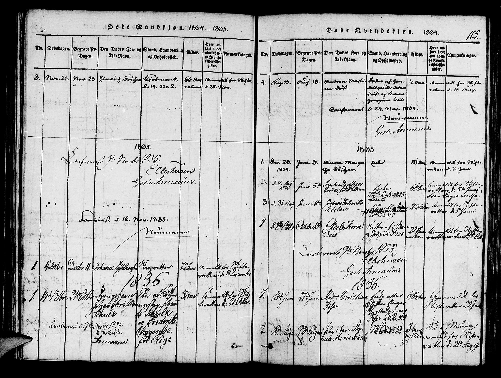 Mariakirken Sokneprestembete, SAB/A-76901/H/Haa/L0005: Parish register (official) no. A 5, 1815-1845, p. 105