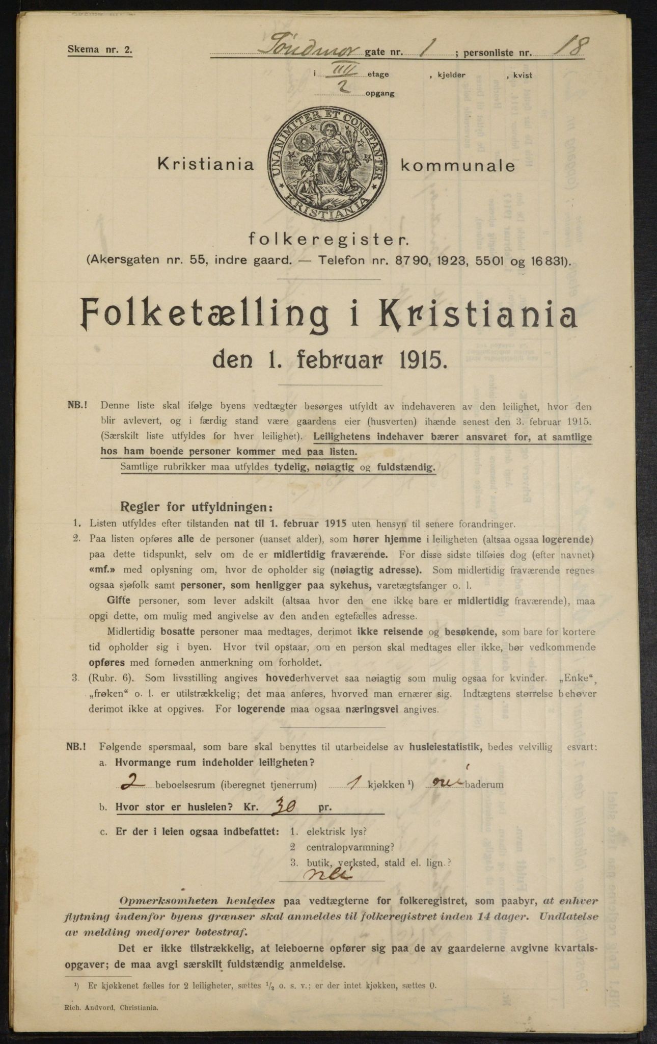 OBA, Municipal Census 1915 for Kristiania, 1915, p. 104944