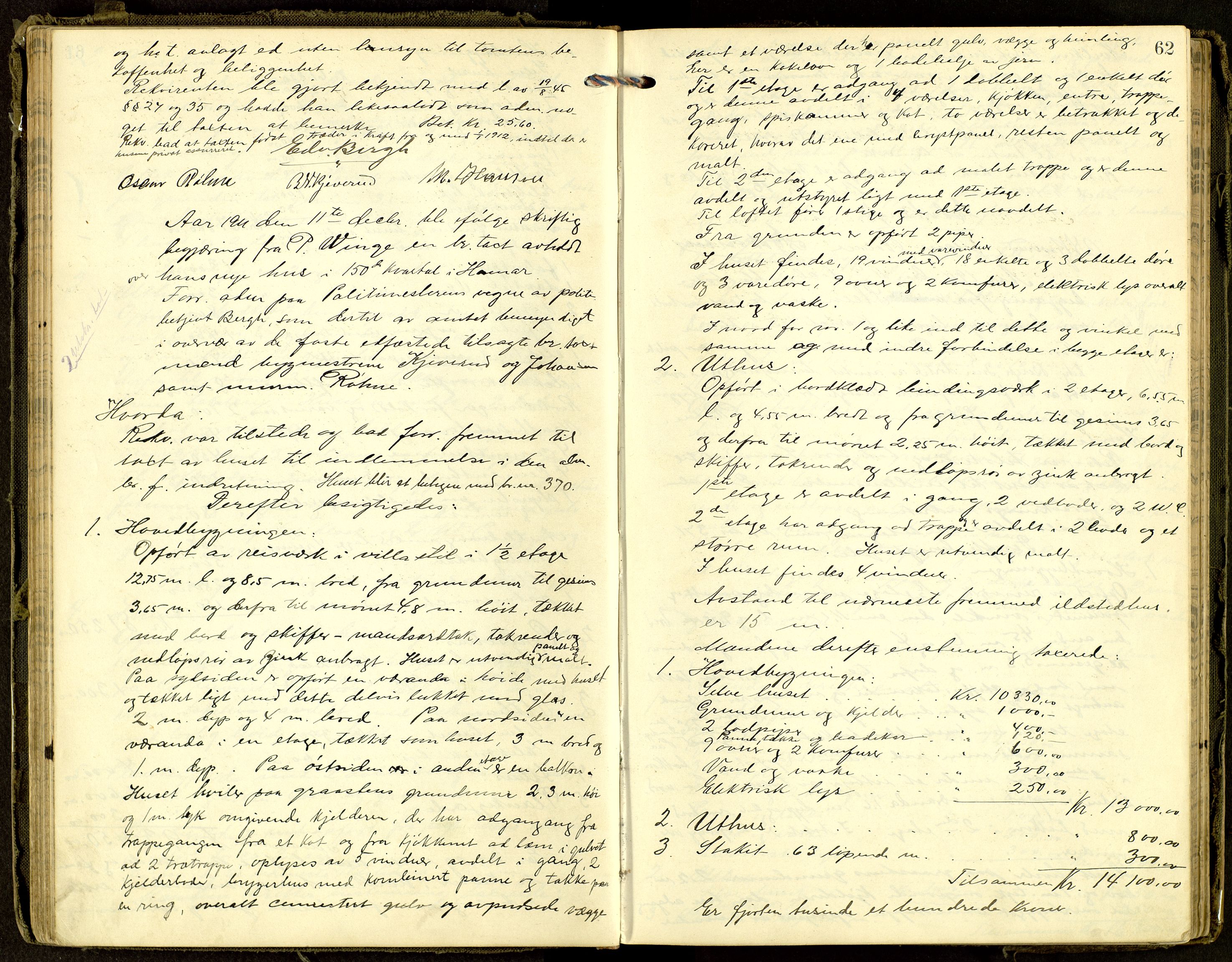 Norges Brannkasse, Hamar, AV/SAH-NBRANH-006/F/Fa/L0007: Branntakstprotokoll, 1911-1917, p. 61b-62a