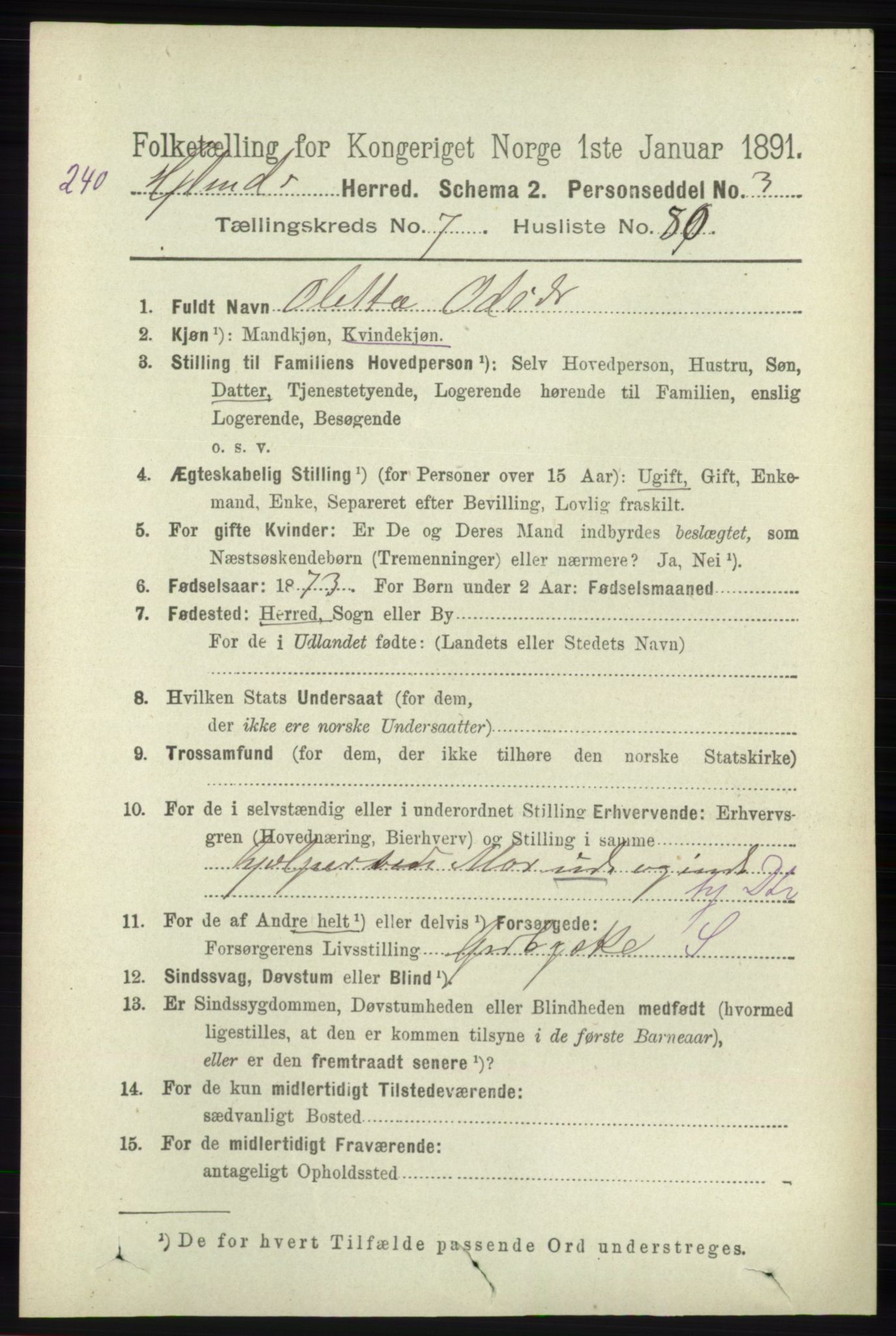 RA, 1891 census for 1133 Hjelmeland, 1891, p. 2396