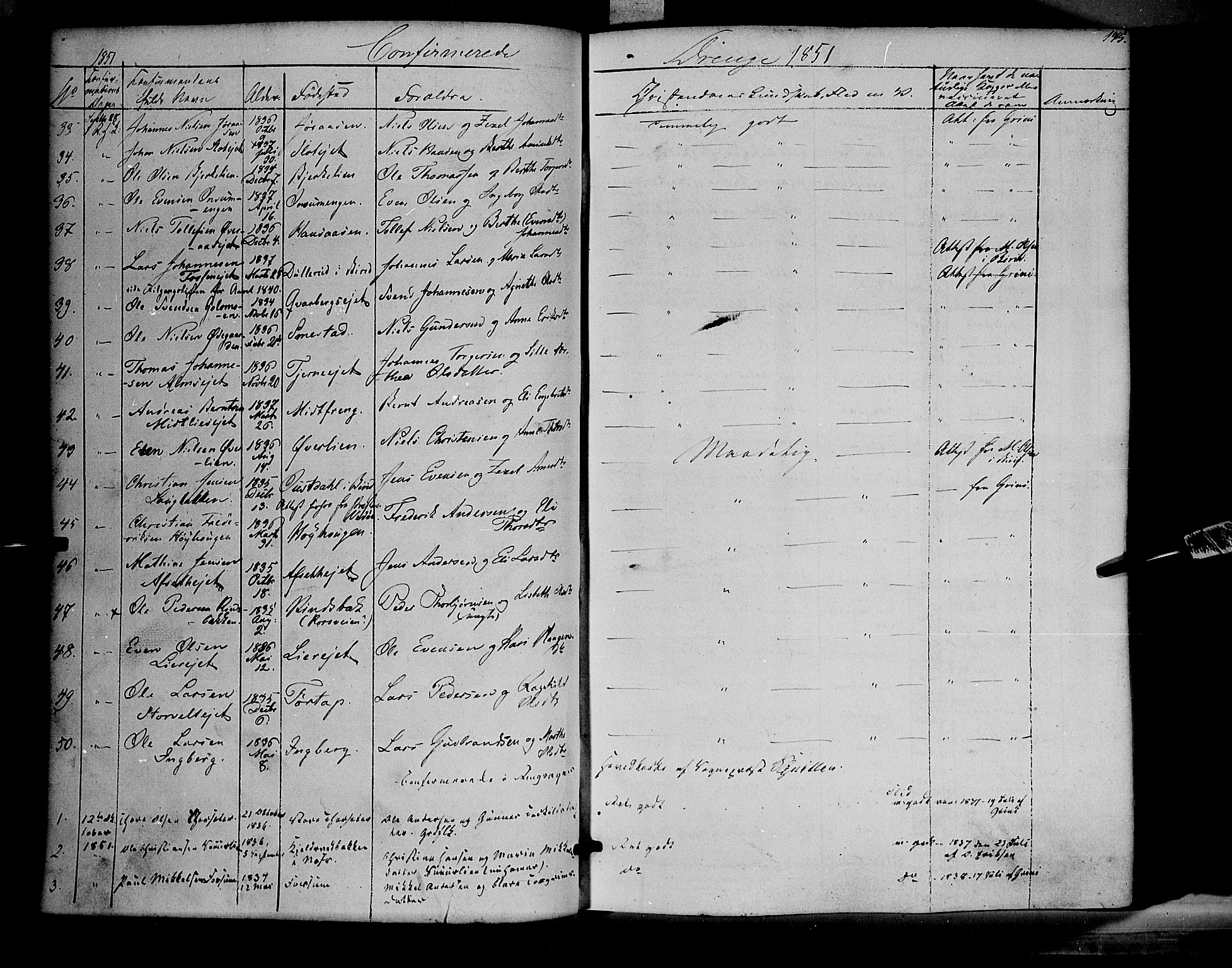 Ringsaker prestekontor, SAH/PREST-014/K/Ka/L0009: Parish register (official) no. 9, 1850-1860, p. 175