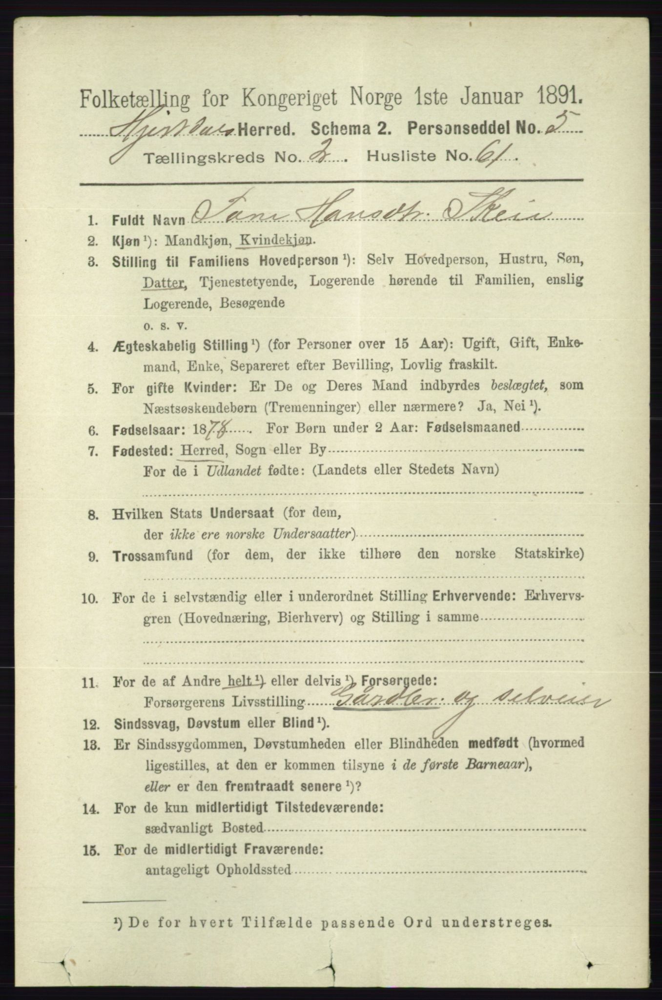 RA, 1891 census for 0827 Hjartdal, 1891, p. 978