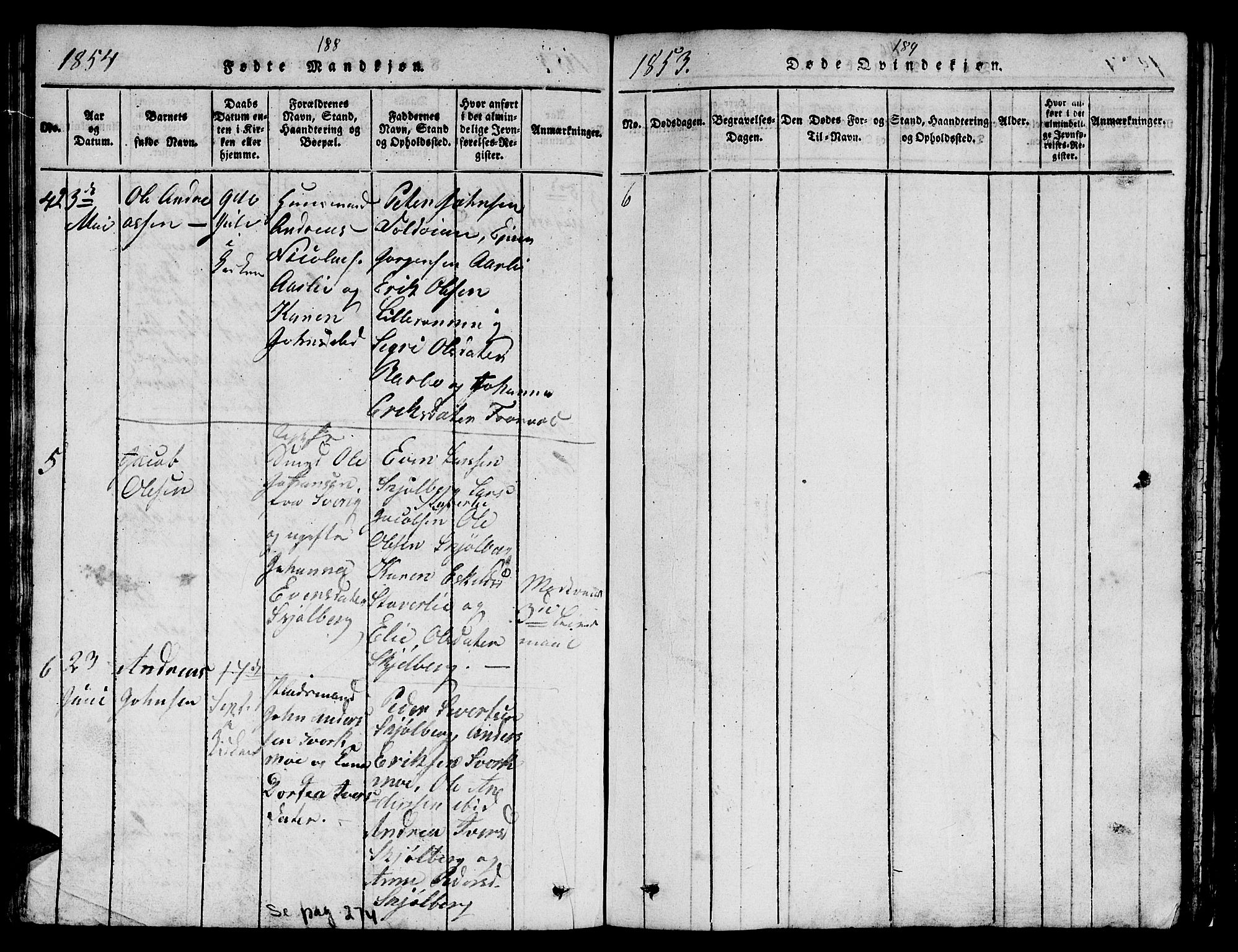 Ministerialprotokoller, klokkerbøker og fødselsregistre - Sør-Trøndelag, SAT/A-1456/671/L0842: Parish register (copy) no. 671C01, 1816-1867, p. 188-189