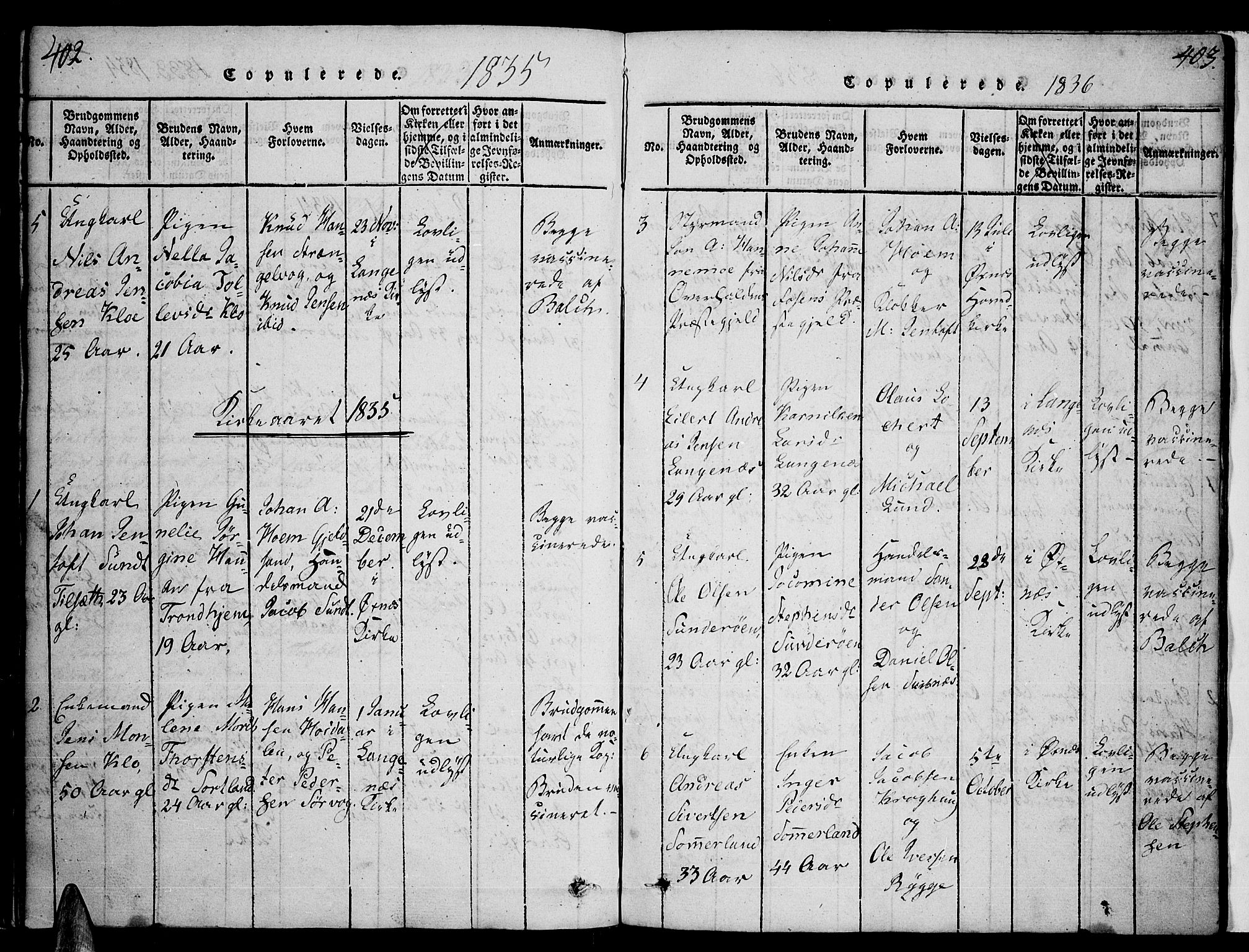 Ministerialprotokoller, klokkerbøker og fødselsregistre - Nordland, AV/SAT-A-1459/893/L1331: Parish register (official) no. 893A04, 1820-1840, p. 402-403