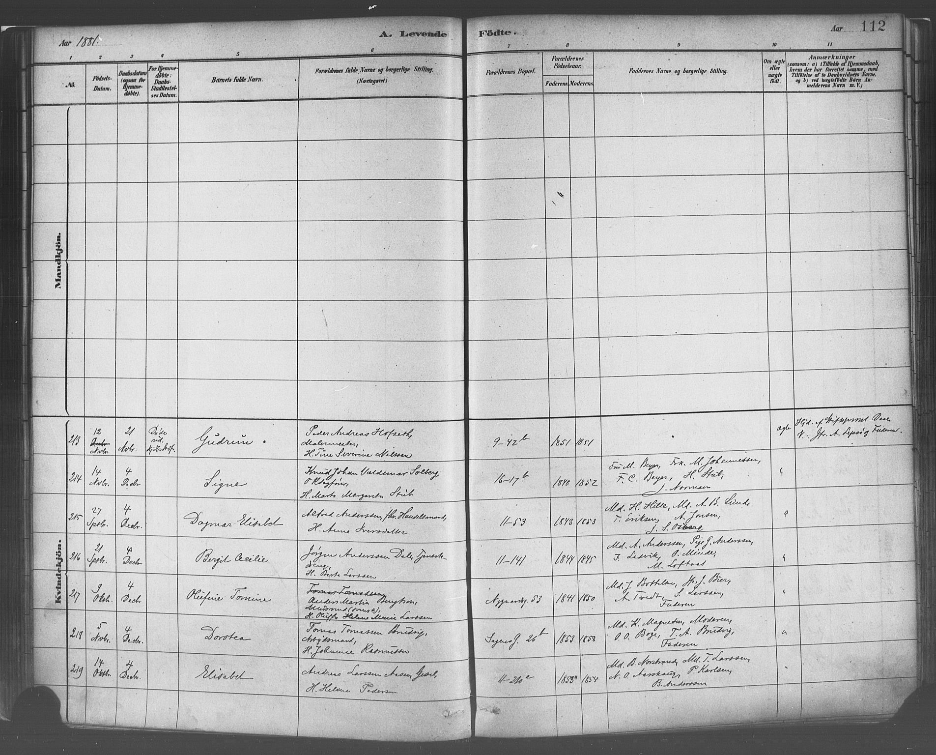 Domkirken sokneprestembete, AV/SAB-A-74801/H/Haa/L0023: Parish register (official) no. B 6, 1879-1887, p. 112