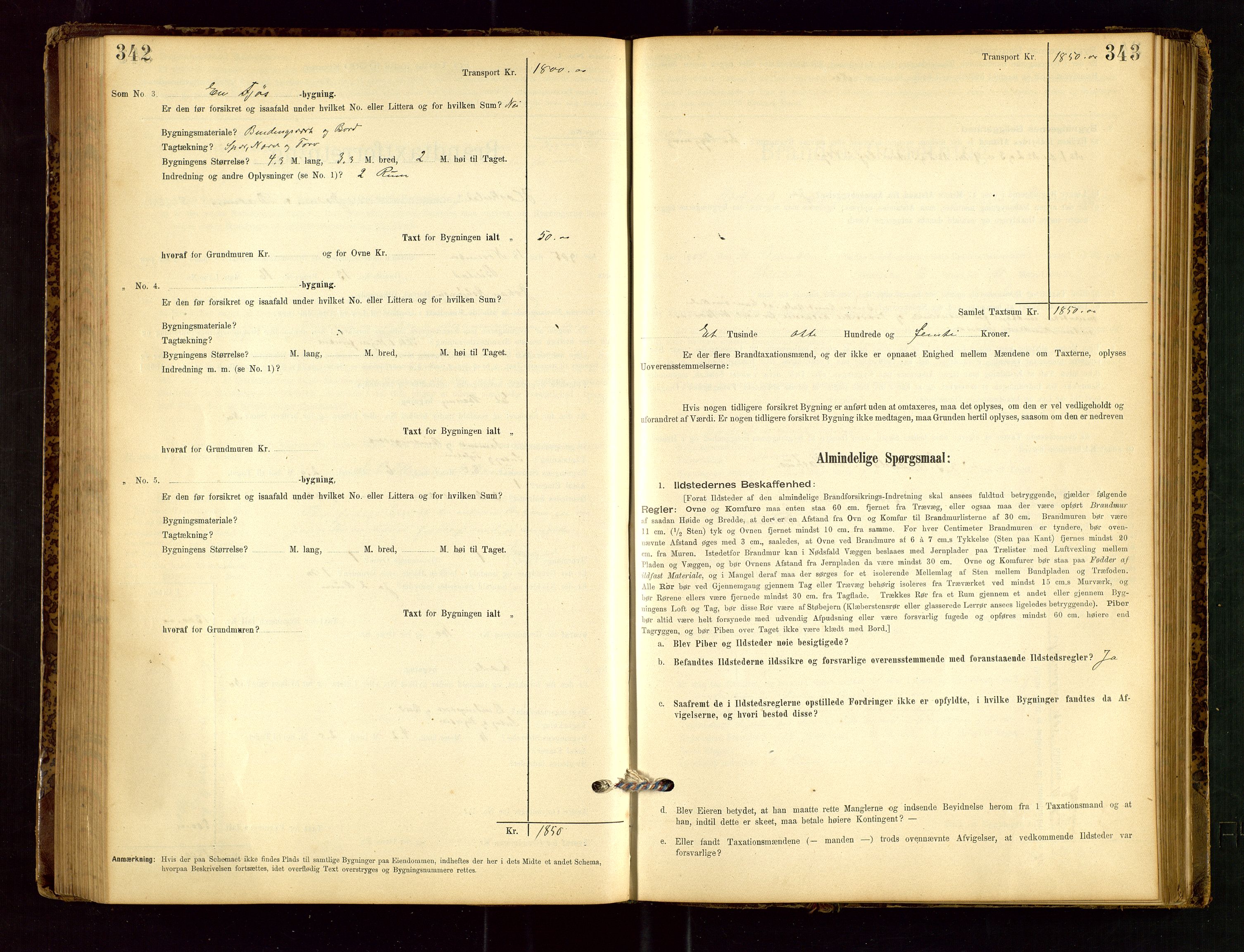 Heskestad lensmannskontor, SAST/A-100304/Gob/L0001: "Brandtaxationsprotokol", 1894-1915, p. 342-343