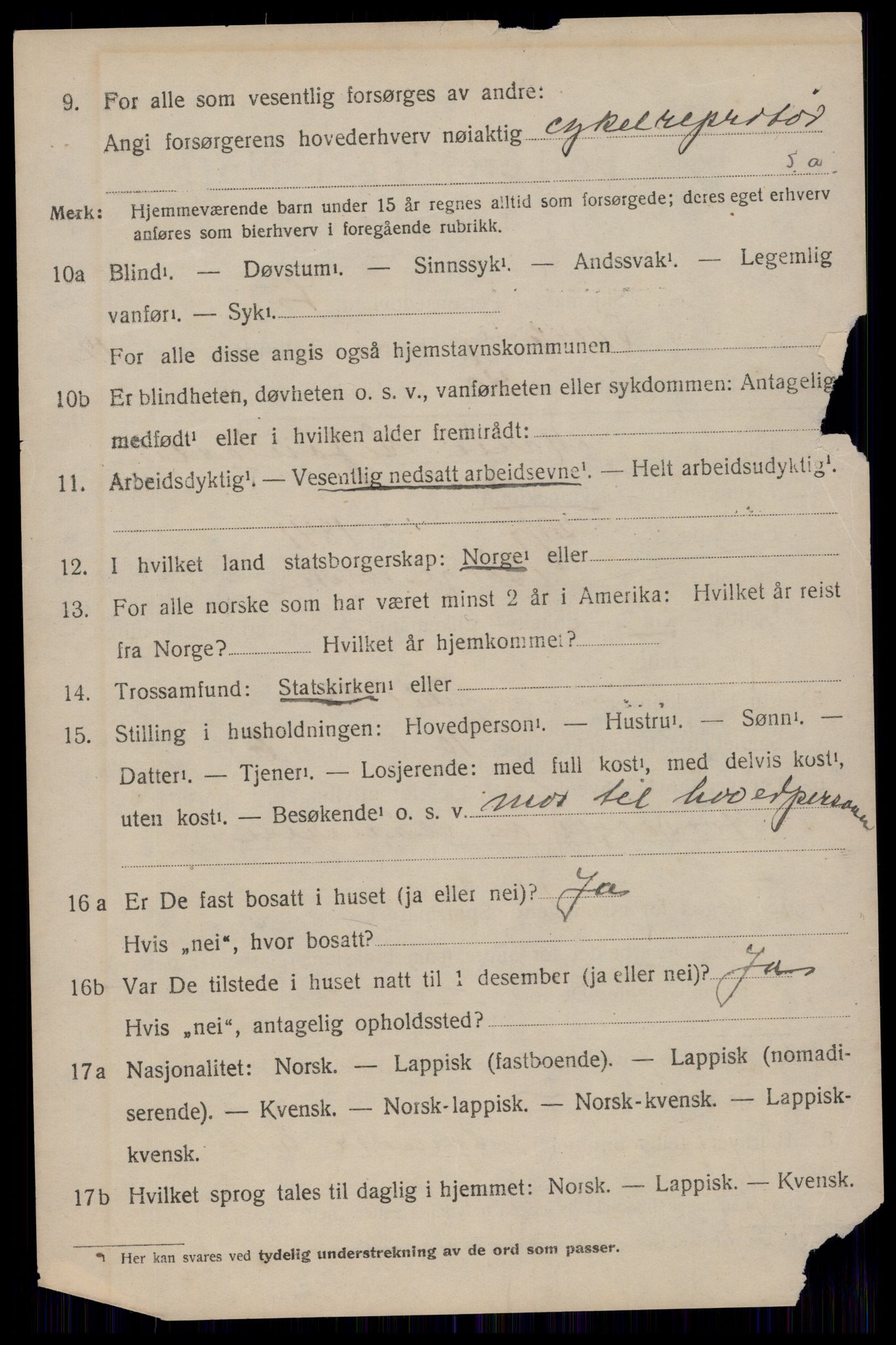 SAT, 1920 census for Dverberg, 1920, p. 9887