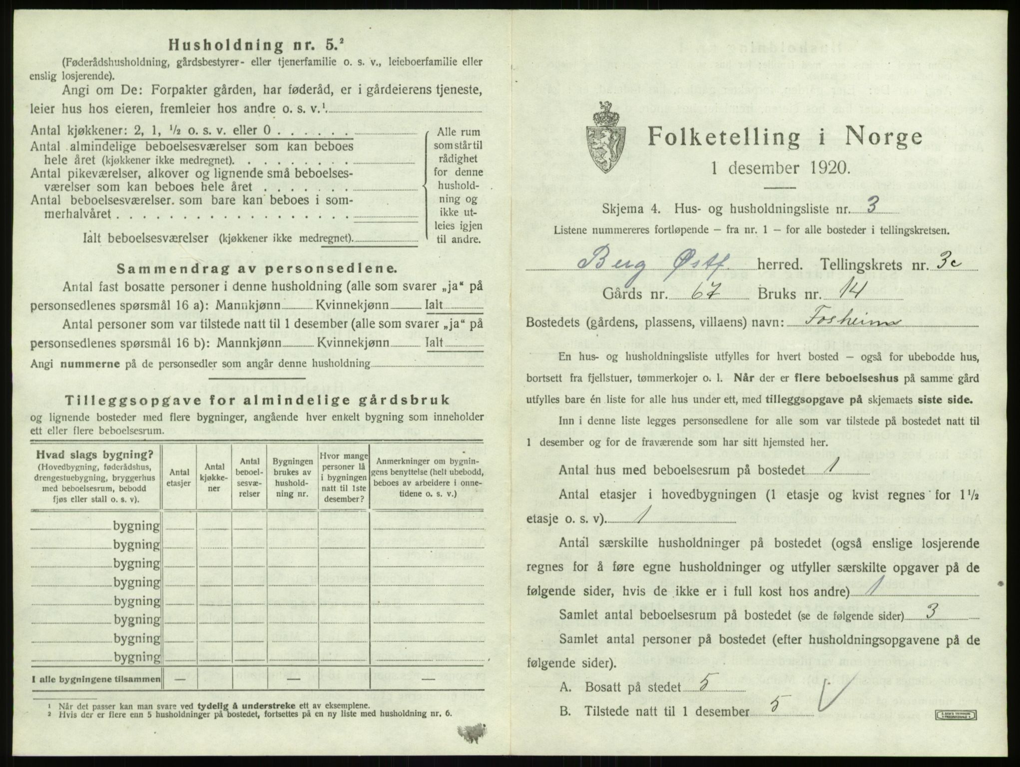 SAO, 1920 census for Berg, 1920, p. 875