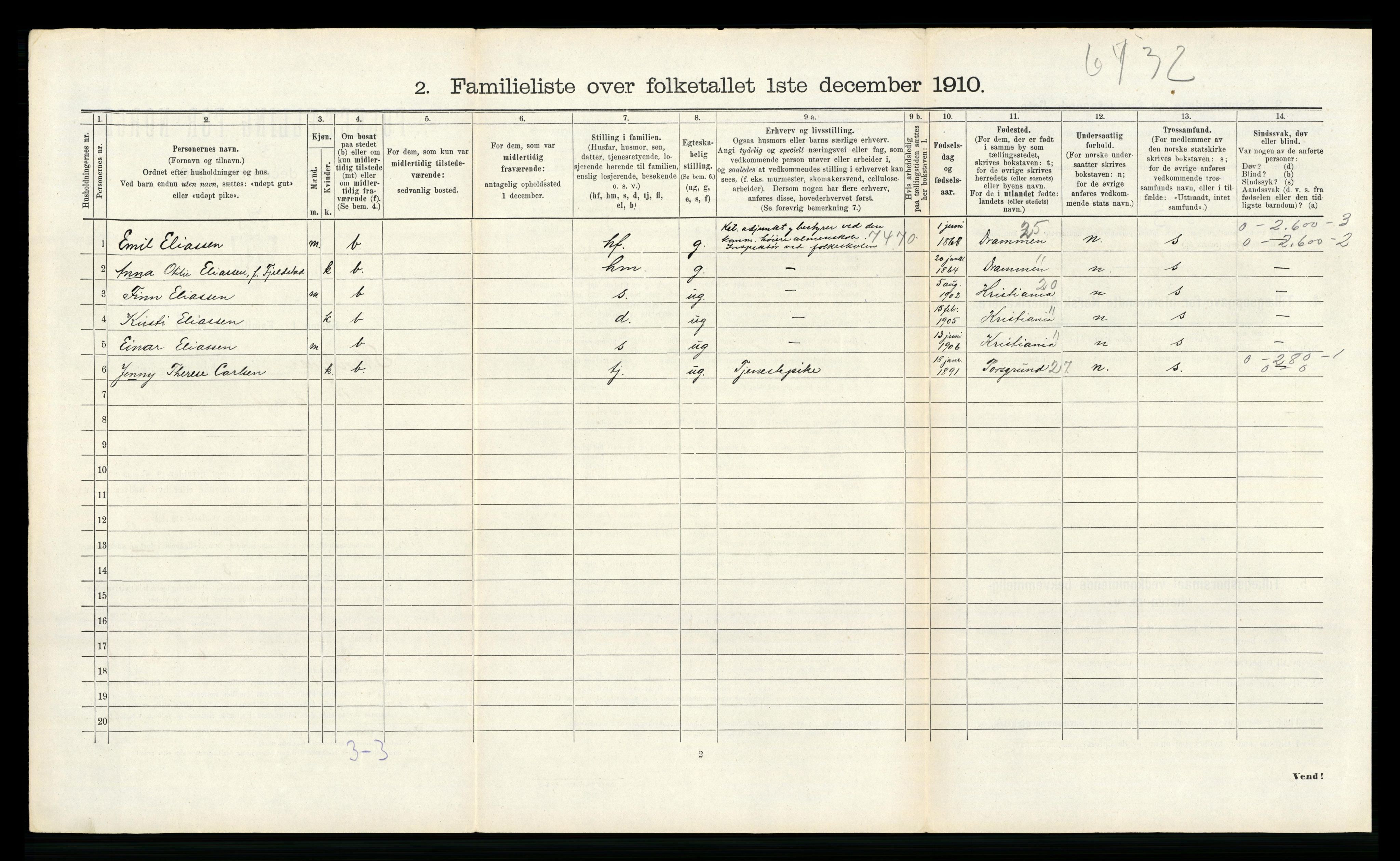 RA, 1910 census for Steinkjer, 1910, p. 1329