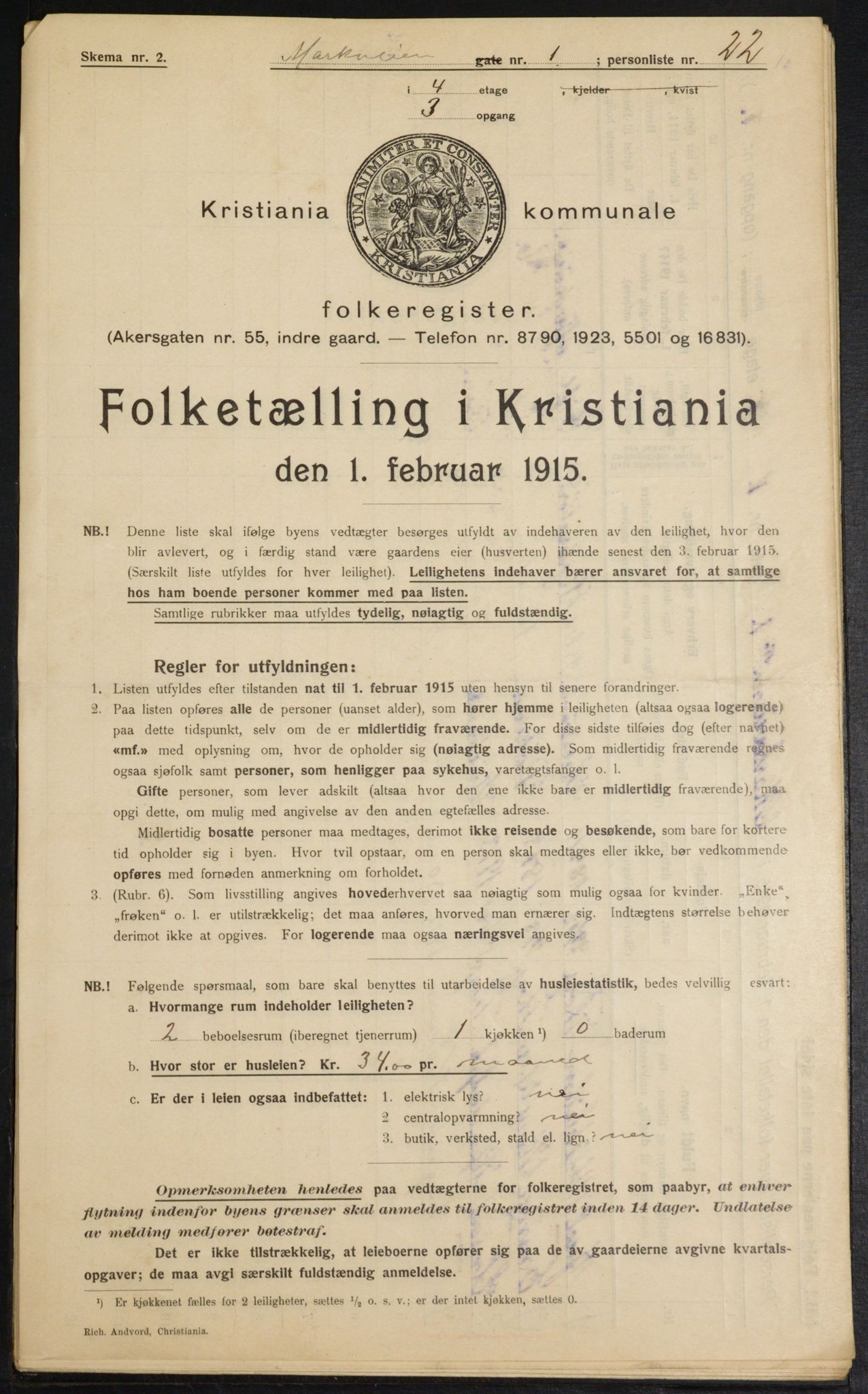 OBA, Municipal Census 1915 for Kristiania, 1915, p. 62331