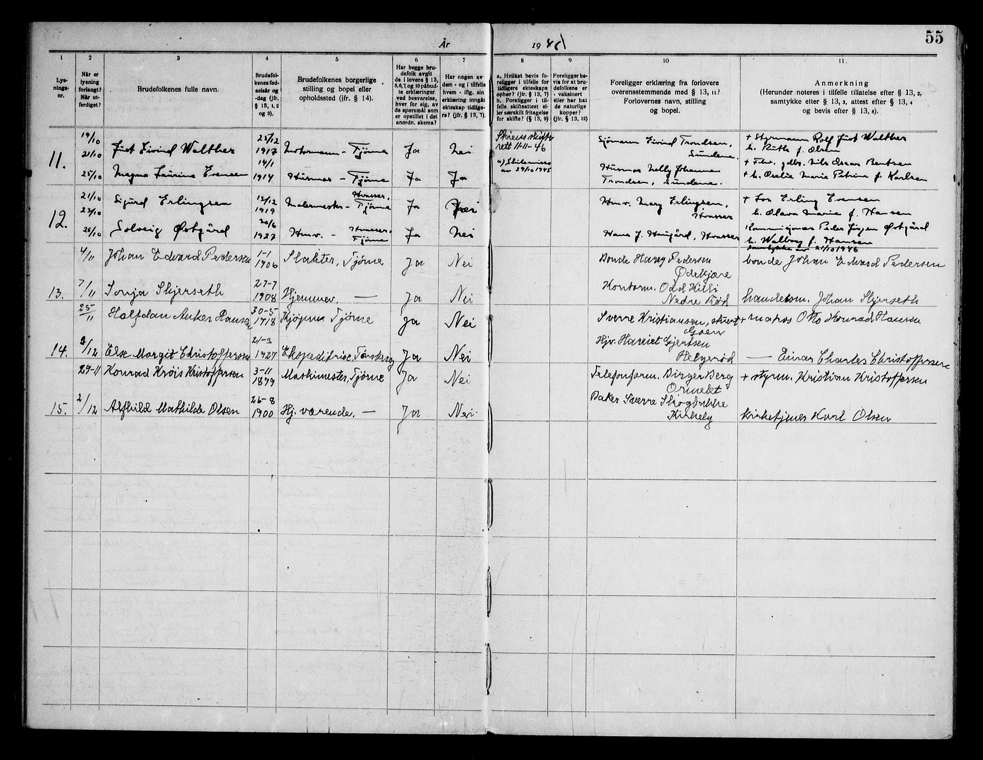 Tjøme kirkebøker, AV/SAKO-A-328/H/Ha/L0002: Banns register no. I 2, 1919-1962, p. 55