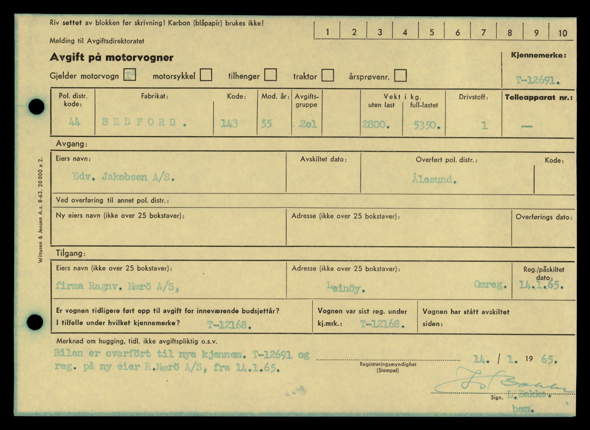 Møre og Romsdal vegkontor - Ålesund trafikkstasjon, AV/SAT-A-4099/F/Fe/L0035: Registreringskort for kjøretøy T 12653 - T 12829, 1927-1998, p. 725