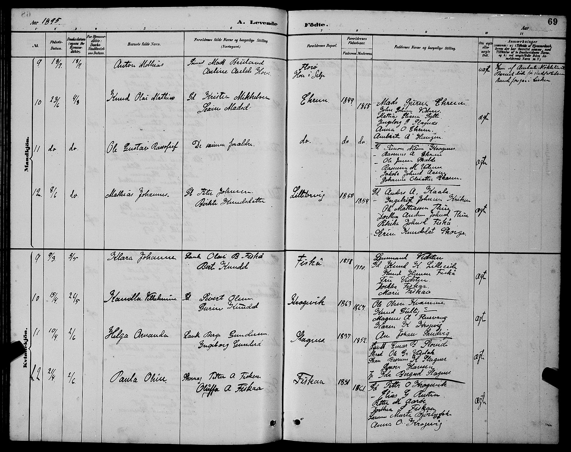 Ministerialprotokoller, klokkerbøker og fødselsregistre - Møre og Romsdal, AV/SAT-A-1454/501/L0017: Parish register (copy) no. 501C03, 1885-1901, p. 69