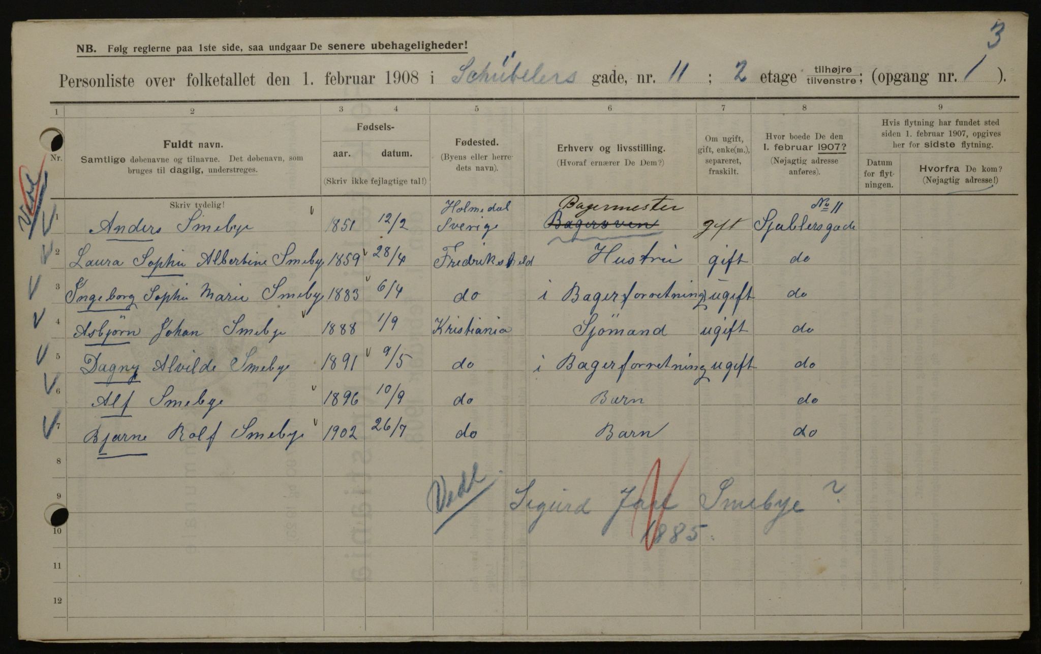 OBA, Municipal Census 1908 for Kristiania, 1908, p. 83639