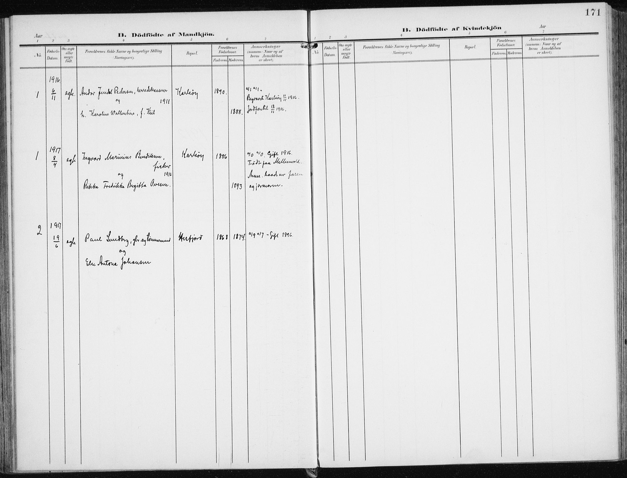 Karlsøy sokneprestembete, SATØ/S-1299/H/Ha/Haa/L0014kirke: Parish register (official) no. 14, 1903-1917, p. 171