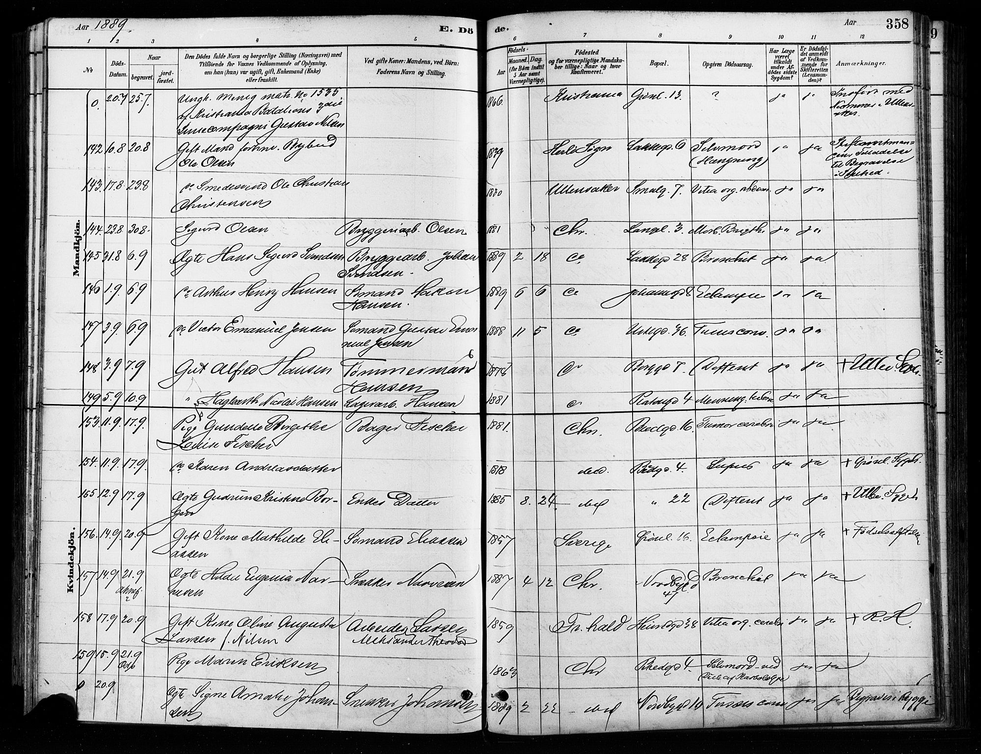 Grønland prestekontor Kirkebøker, SAO/A-10848/F/Fa/L0008: Parish register (official) no. 8, 1881-1893, p. 358