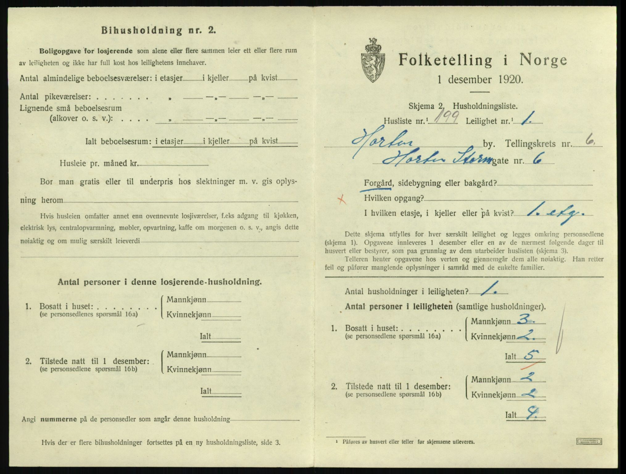 SAKO, 1920 census for Horten, 1920, p. 7159