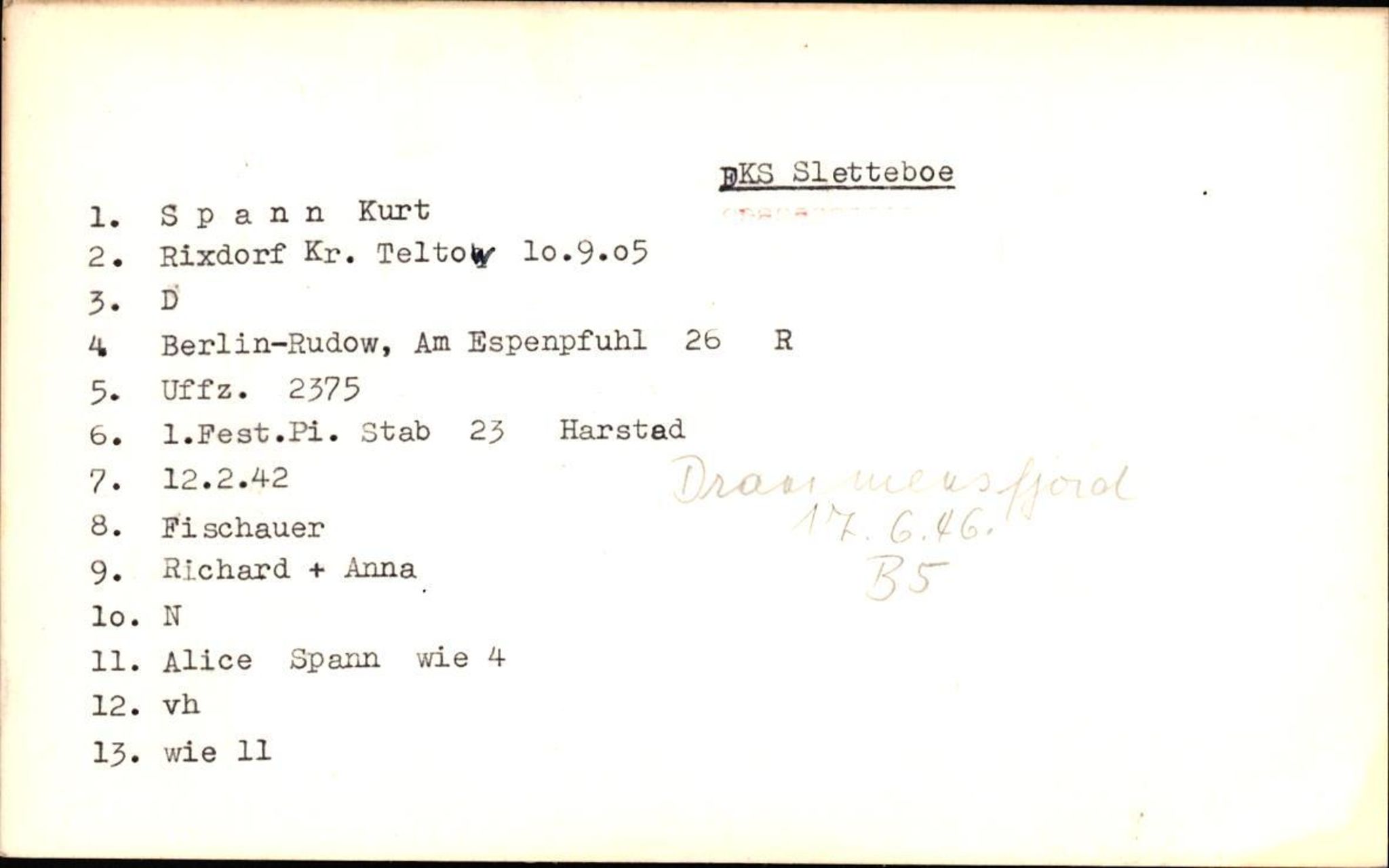 Hjemsendte tyskere , AV/RA-RAFA-6487/D/Db/L0026: Sowinski-Taubeld, 1945-1947, p. 17