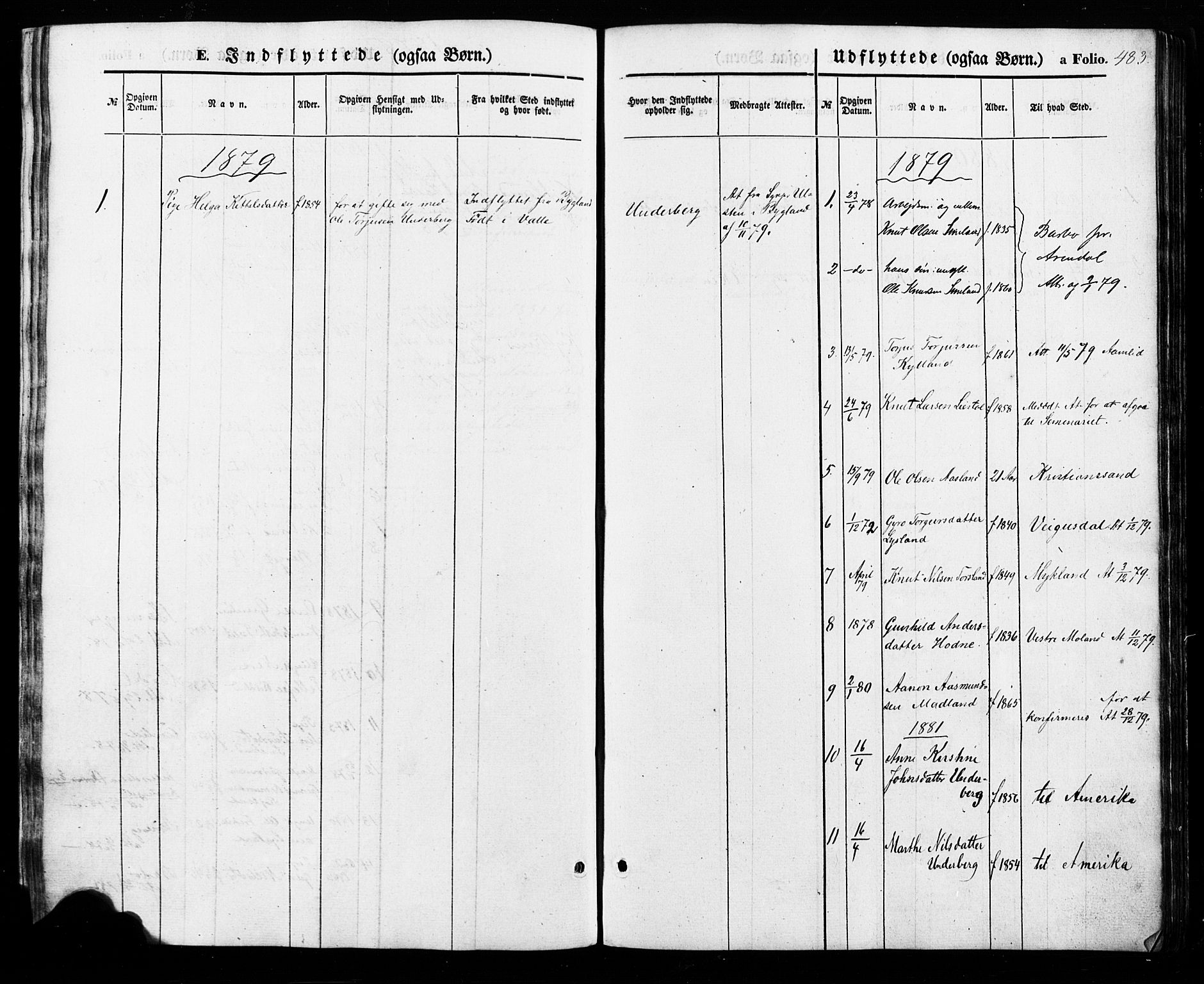 Åseral sokneprestkontor, SAK/1111-0051/F/Fa/L0002: Parish register (official) no. A 2, 1854-1884, p. 483