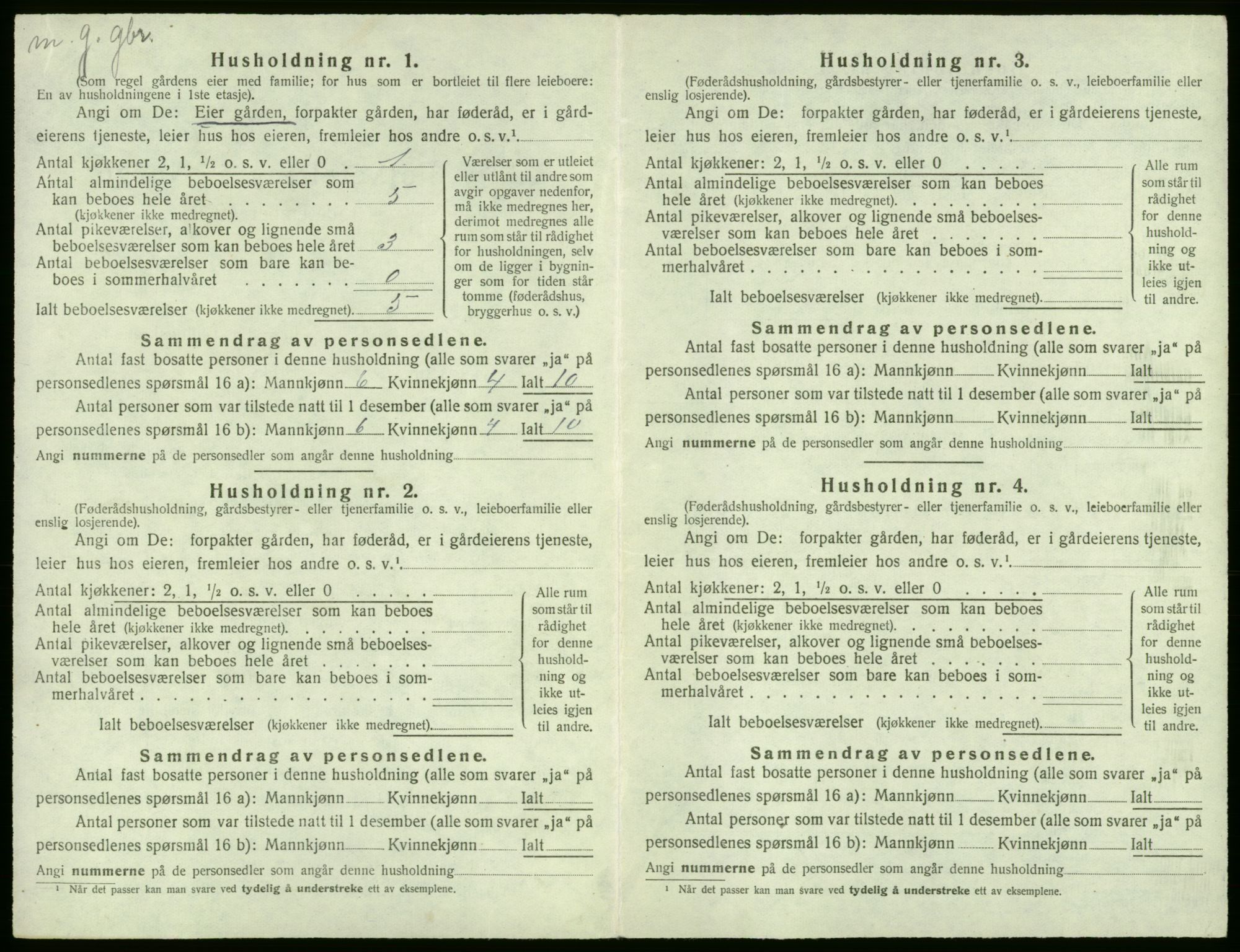 SAB, 1920 census for Stord, 1920, p. 1032