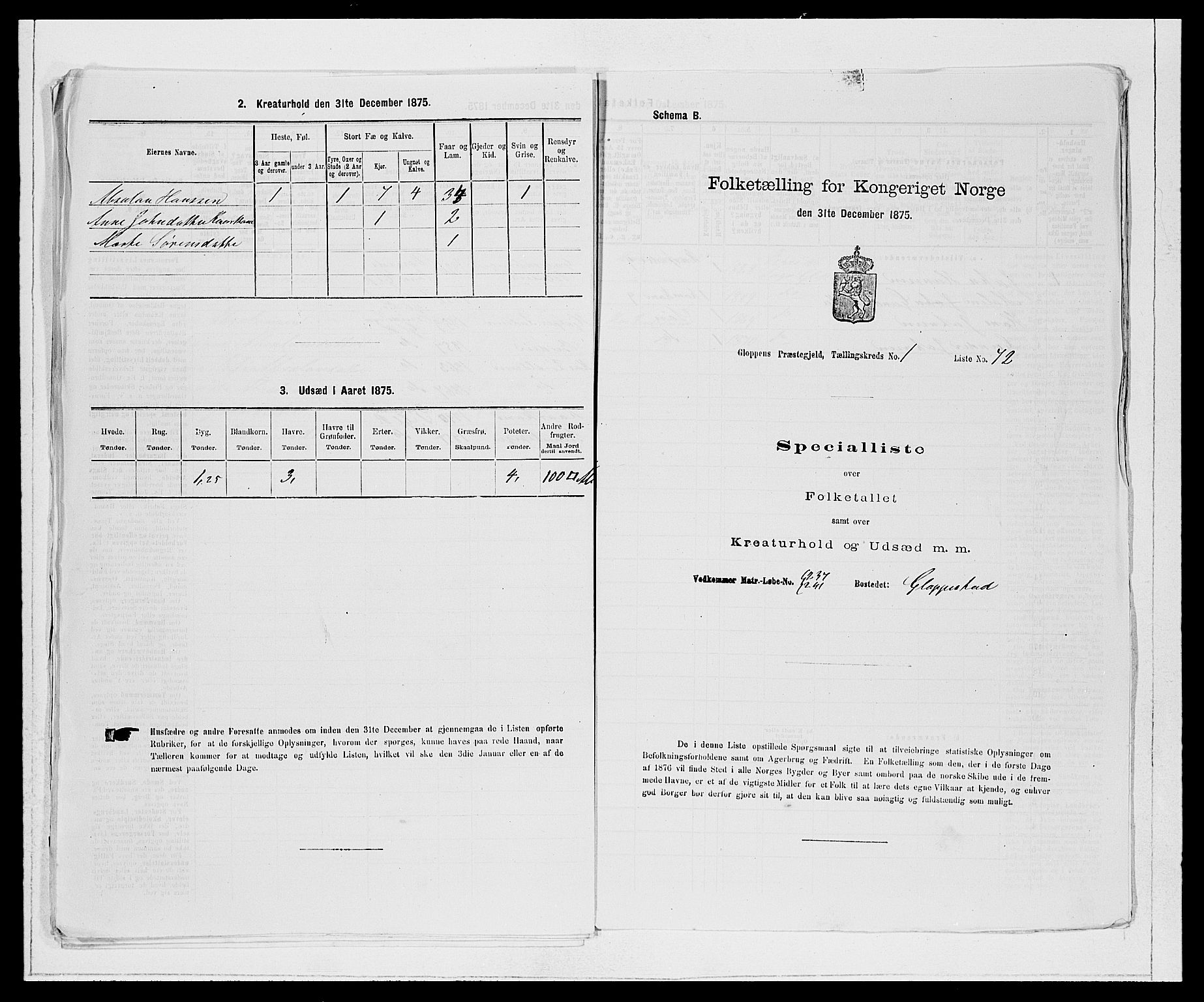 SAB, 1875 Census for 1445P Gloppen, 1875, p. 177