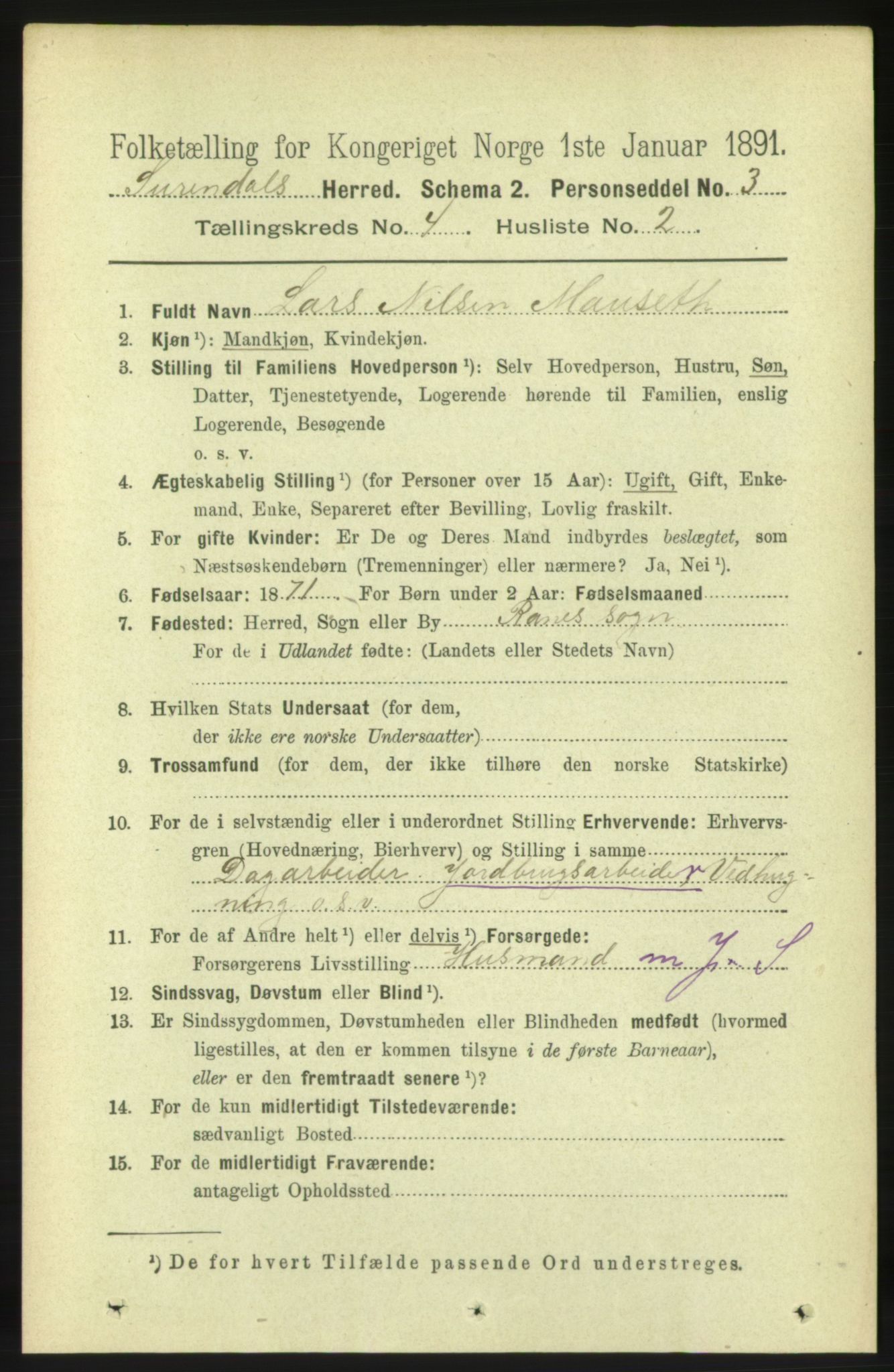 RA, 1891 census for 1566 Surnadal, 1891, p. 1067