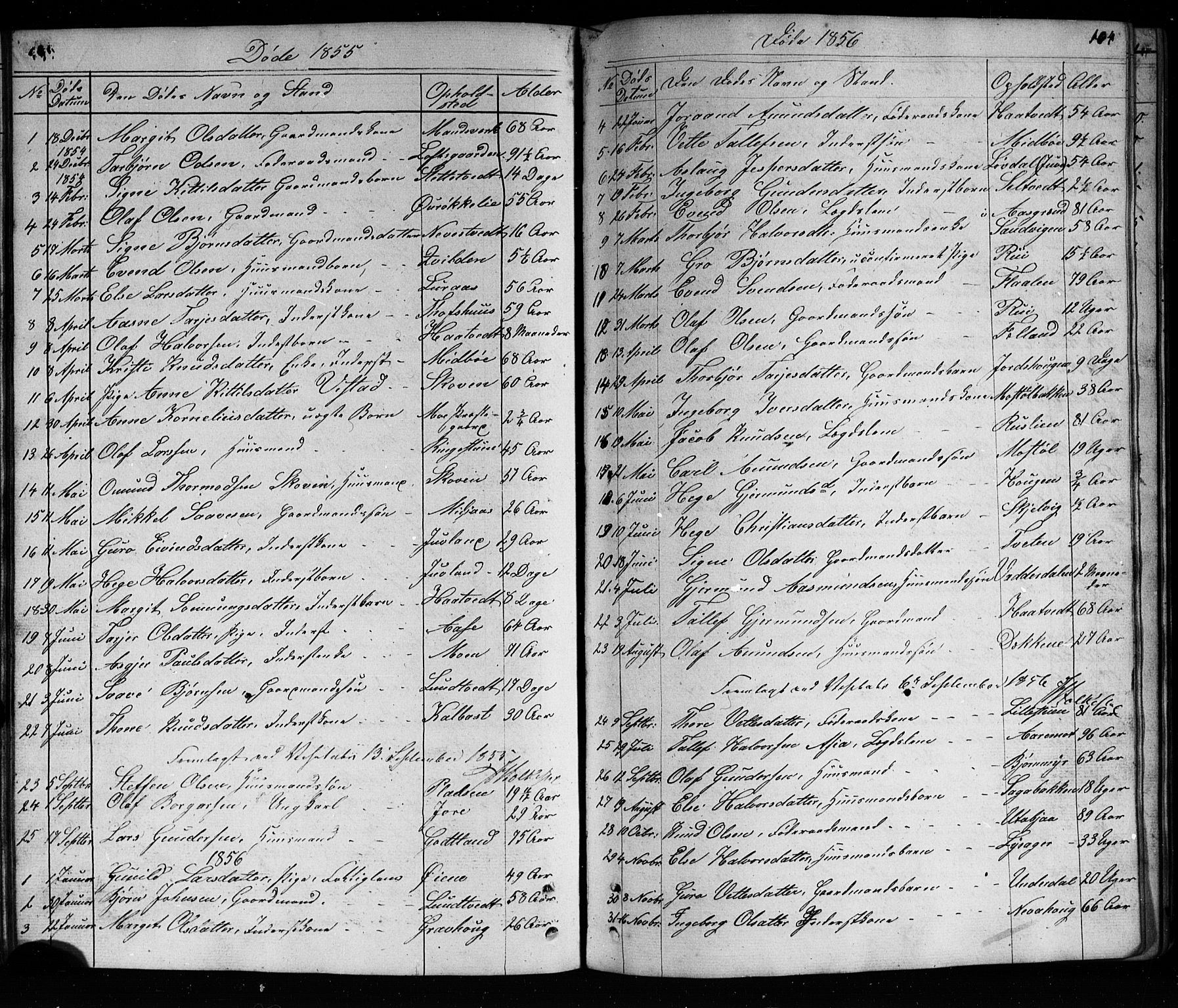 Mo kirkebøker, SAKO/A-286/G/Ga/L0001: Parish register (copy) no. I 1, 1851-1891, p. 104