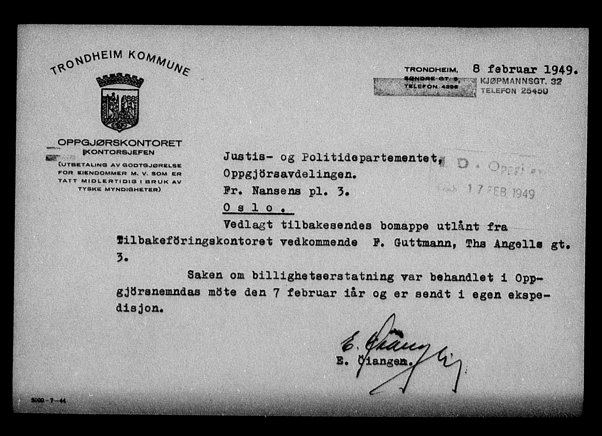 Justisdepartementet, Tilbakeføringskontoret for inndratte formuer, AV/RA-S-1564/H/Hc/Hca/L0896: --, 1945-1947, p. 3