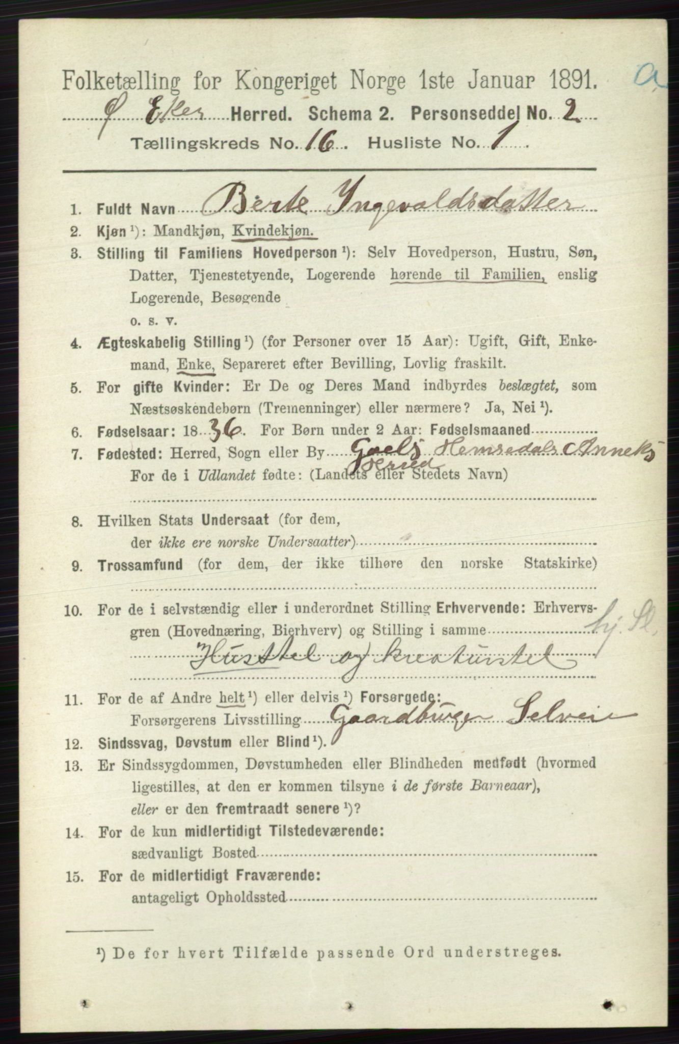 RA, 1891 census for 0624 Øvre Eiker, 1891, p. 7647