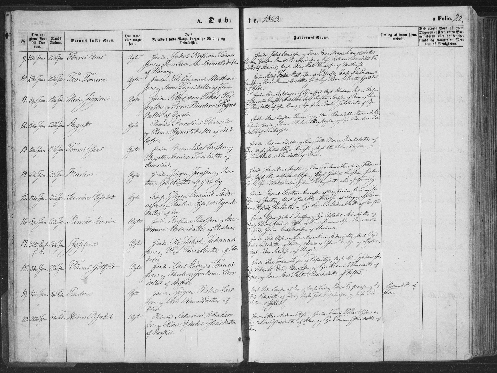 Lista sokneprestkontor, AV/SAK-1111-0027/F/Fa/L0011: Parish register (official) no. A 11, 1861-1878, p. 22