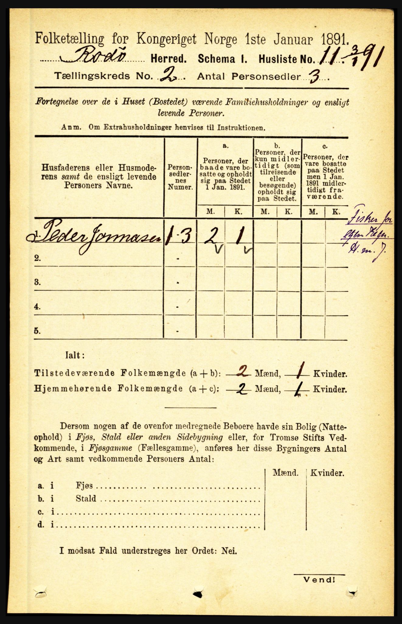 RA, 1891 census for 1836 Rødøy, 1891, p. 164