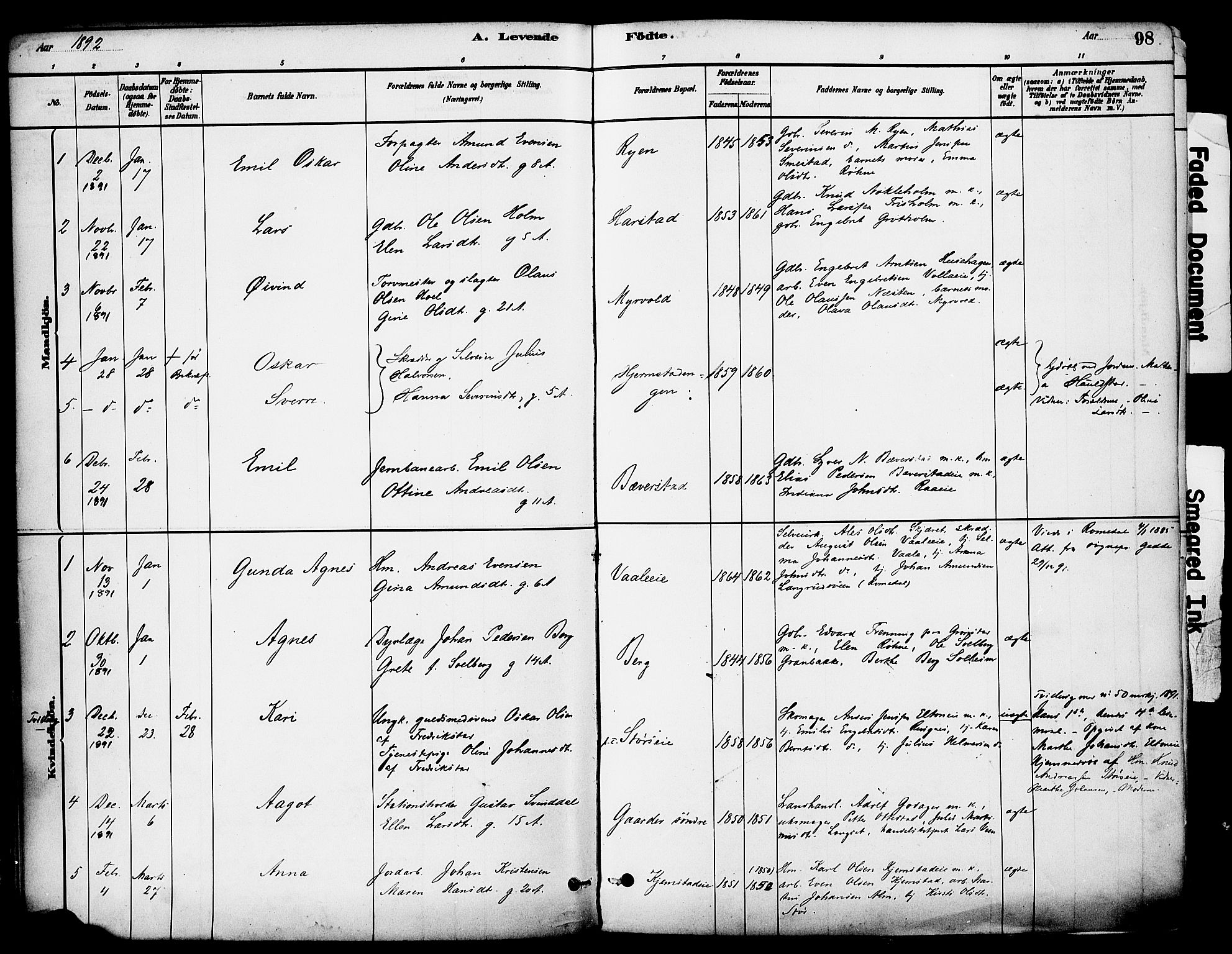 Stange prestekontor, SAH/PREST-002/K/L0017: Parish register (official) no. 17, 1880-1893, p. 98