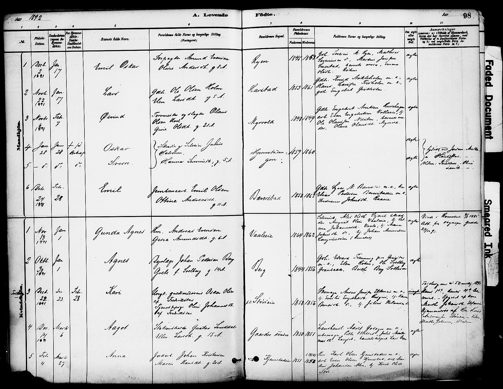 Stange prestekontor, AV/SAH-PREST-002/K/L0017: Parish register (official) no. 17, 1880-1893, p. 98