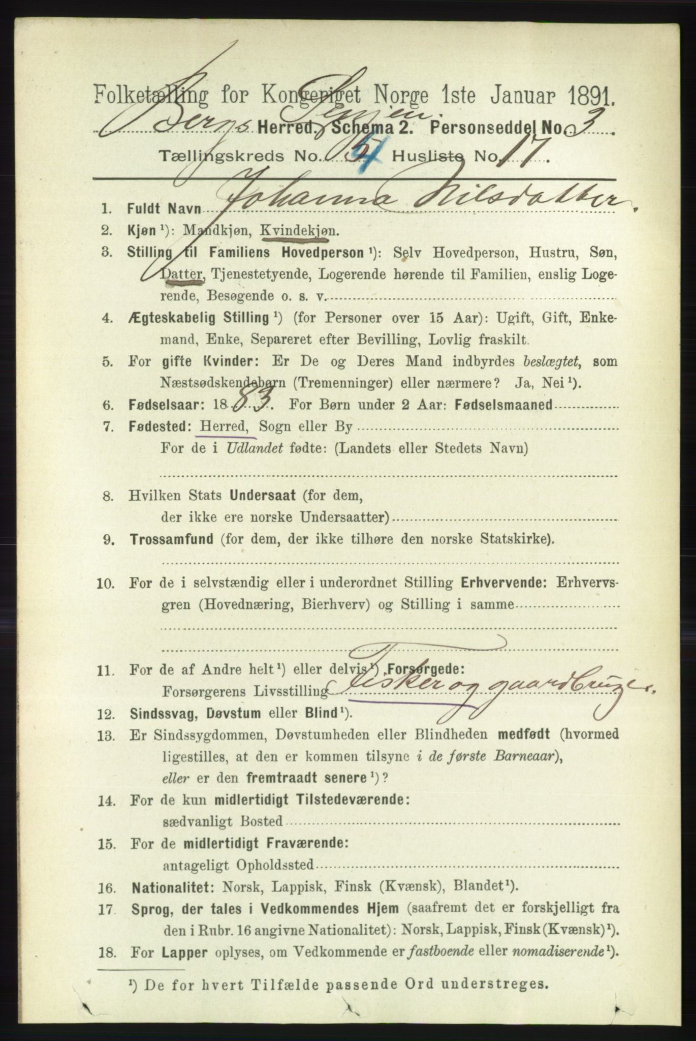 RA, 1891 census for 1929 Berg, 1891, p. 1746